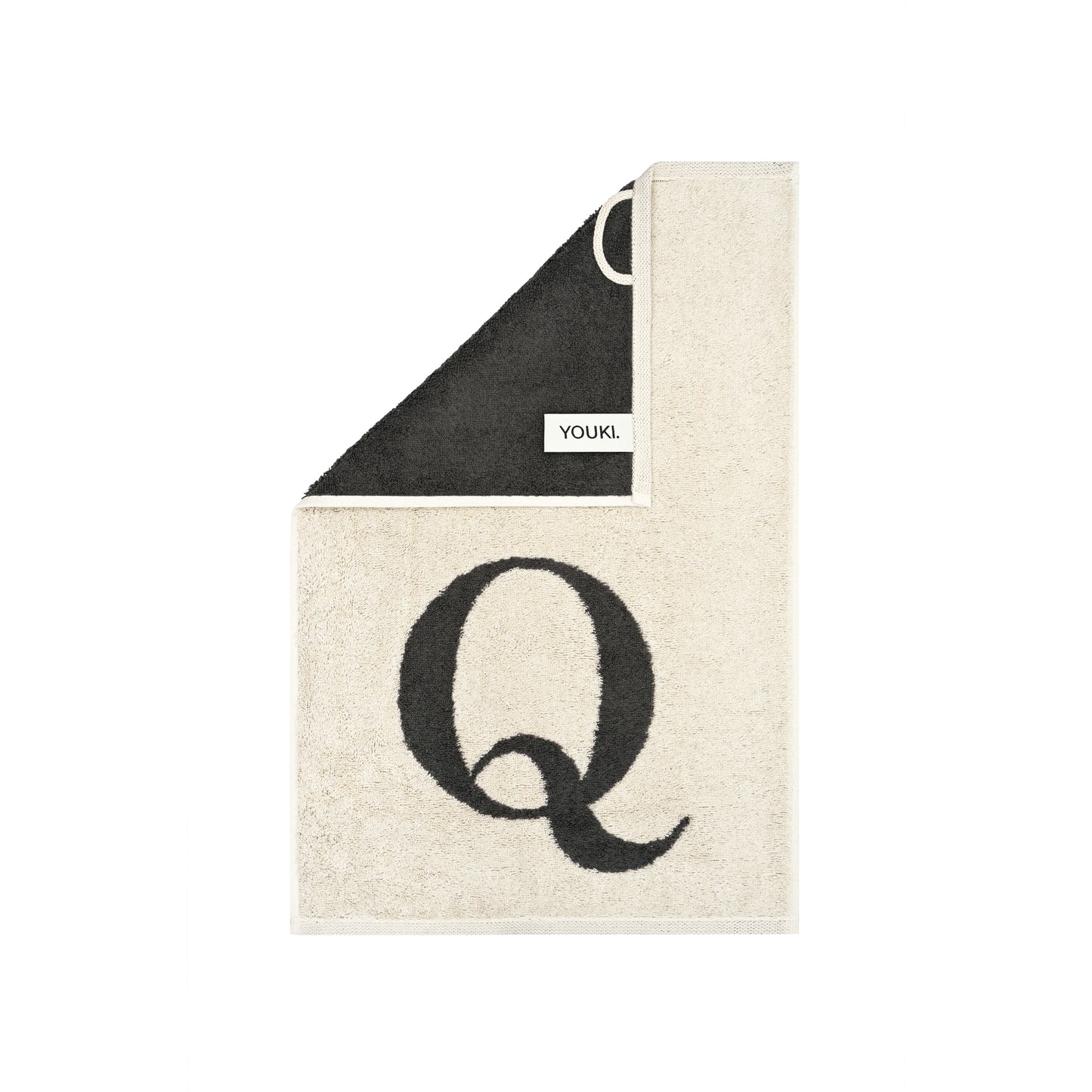 2er Set - Kleines Handtuch mit Buchstabe "Q" – Natur / Dunkelgrau