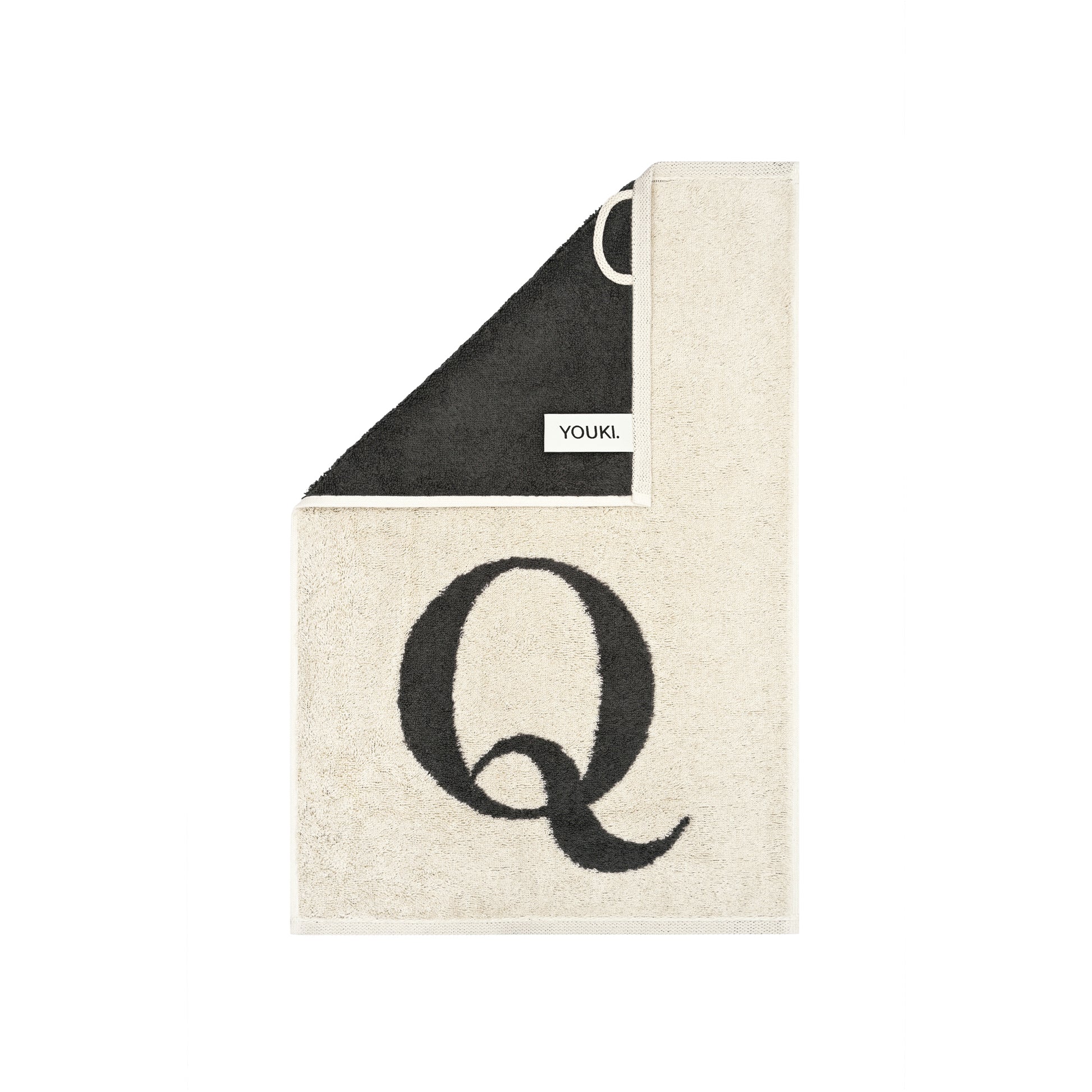 2er Set - Kleines Handtuch mit Buchstabe "Q" – Natur / Dunkelgrau
