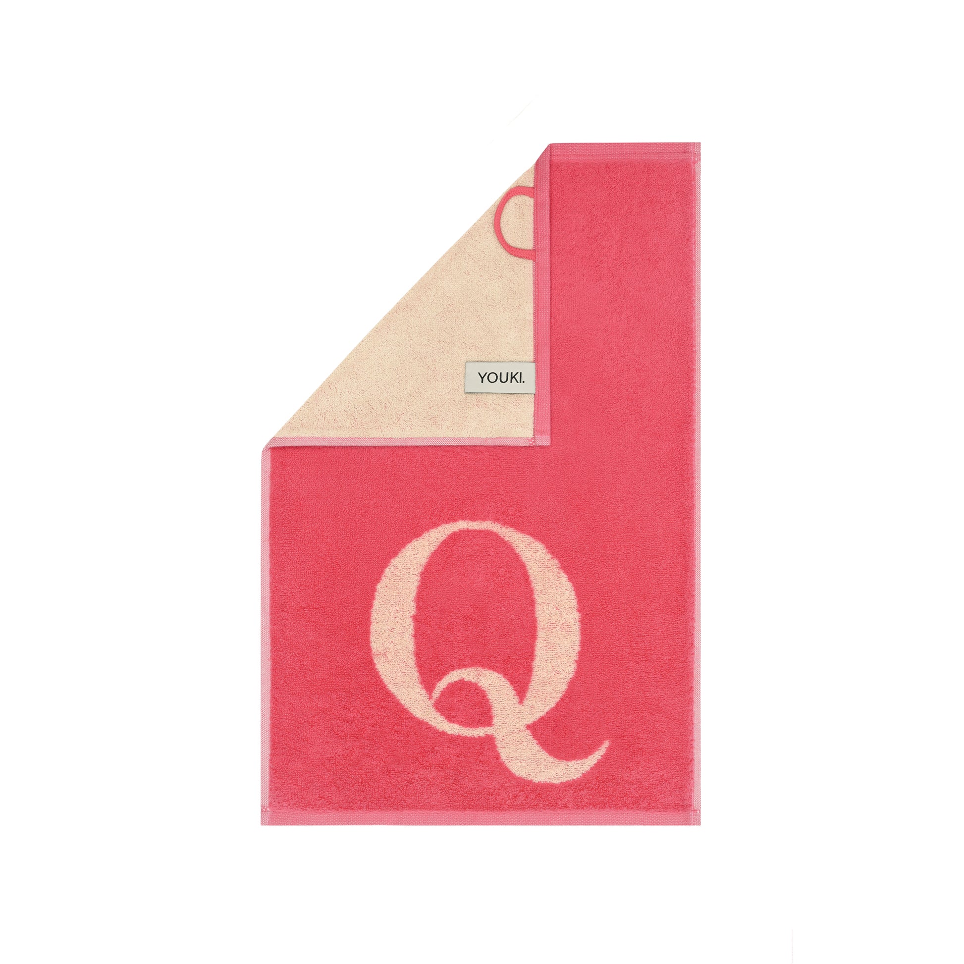 2er Set - Kleines Handtuch mit Buchstabe "Q" – Natur / Pink / Orange