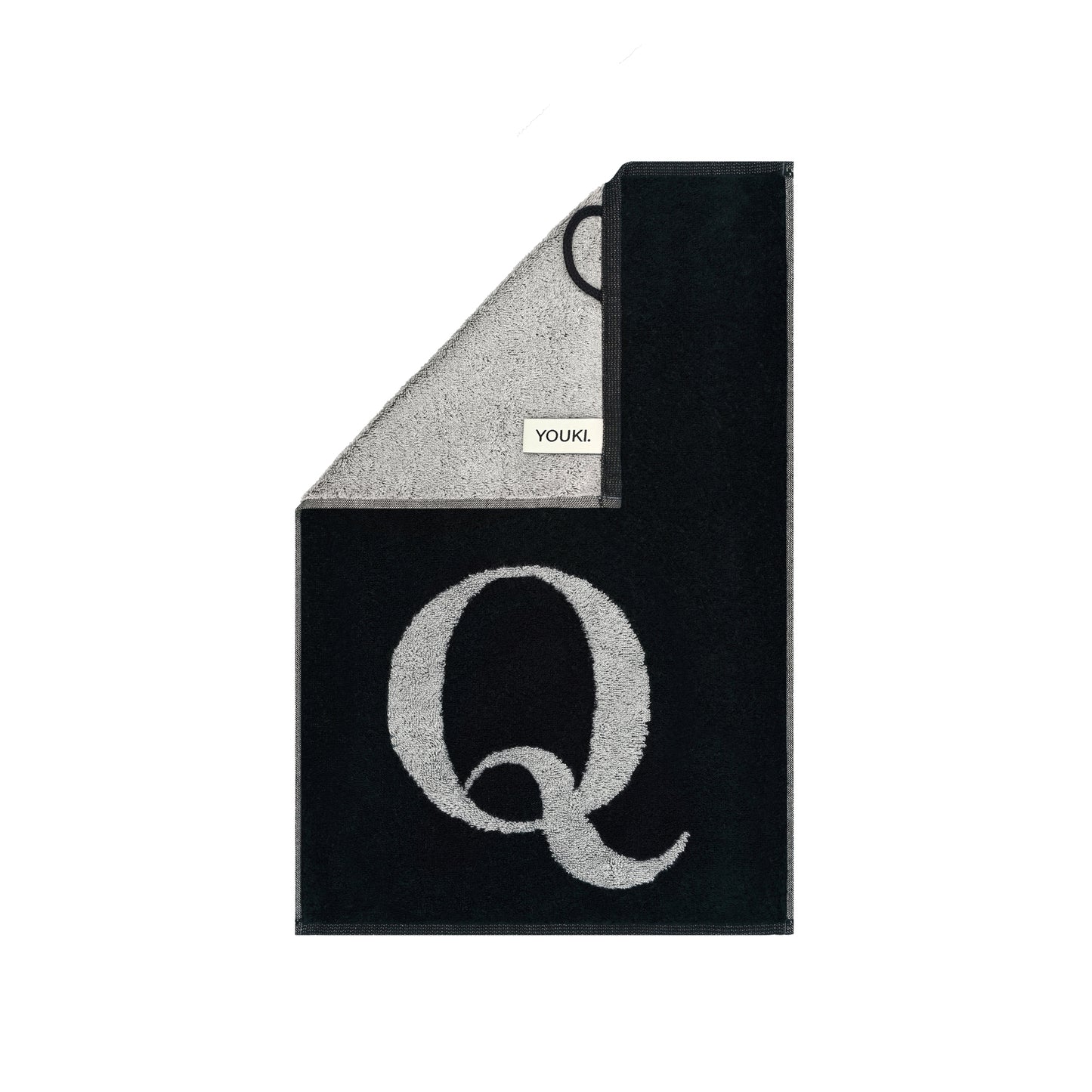 2er Set - Kleines Handtuch mit Buchstabe "Q" – Silber / Schwarz