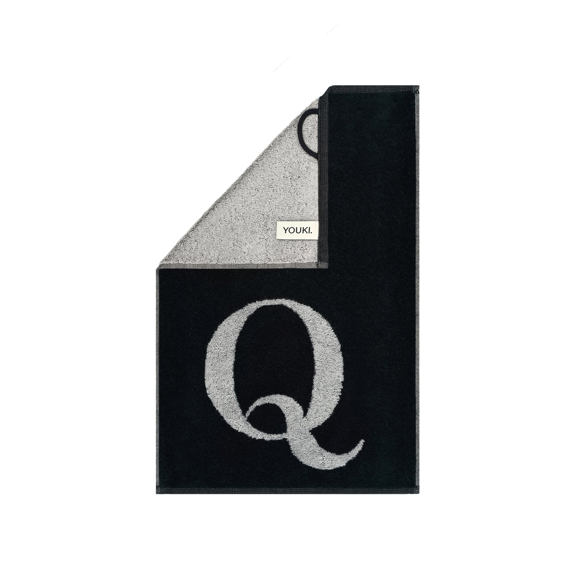 2er Set - Kleines Handtuch mit Buchstabe "Q" – Silber / Schwarz