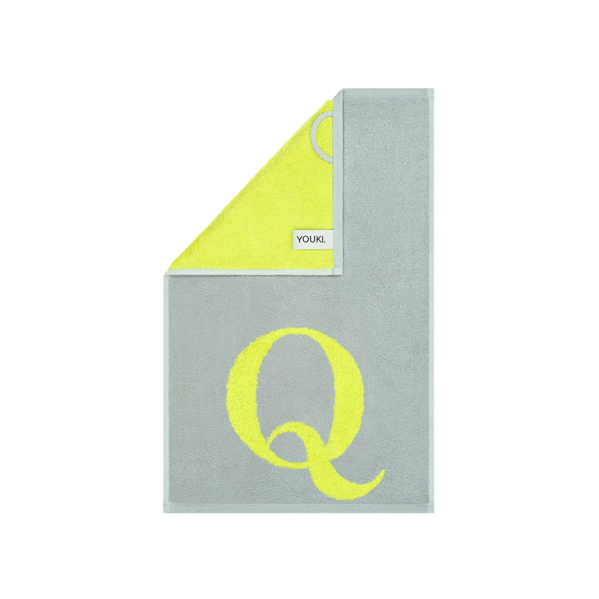 2er Set - Kleines Handtuch mit Buchstabe "Q" – Silber / Lime
