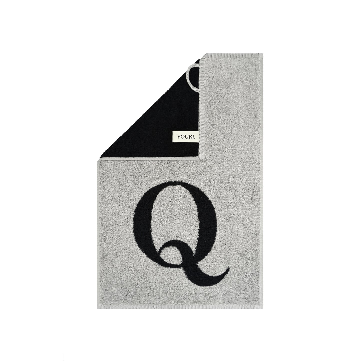 2er Set - Kleines Handtuch mit Buchstabe "Q" – Silber / Schwarz