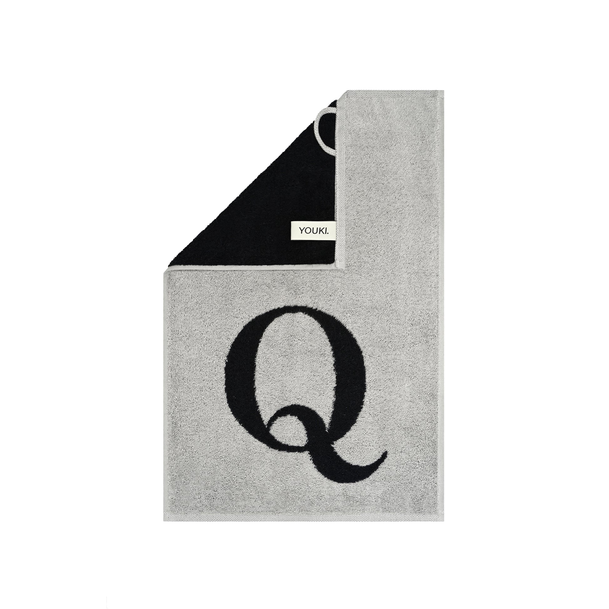 2er Set - Kleines Handtuch mit Buchstabe "Q" – Silber / Schwarz