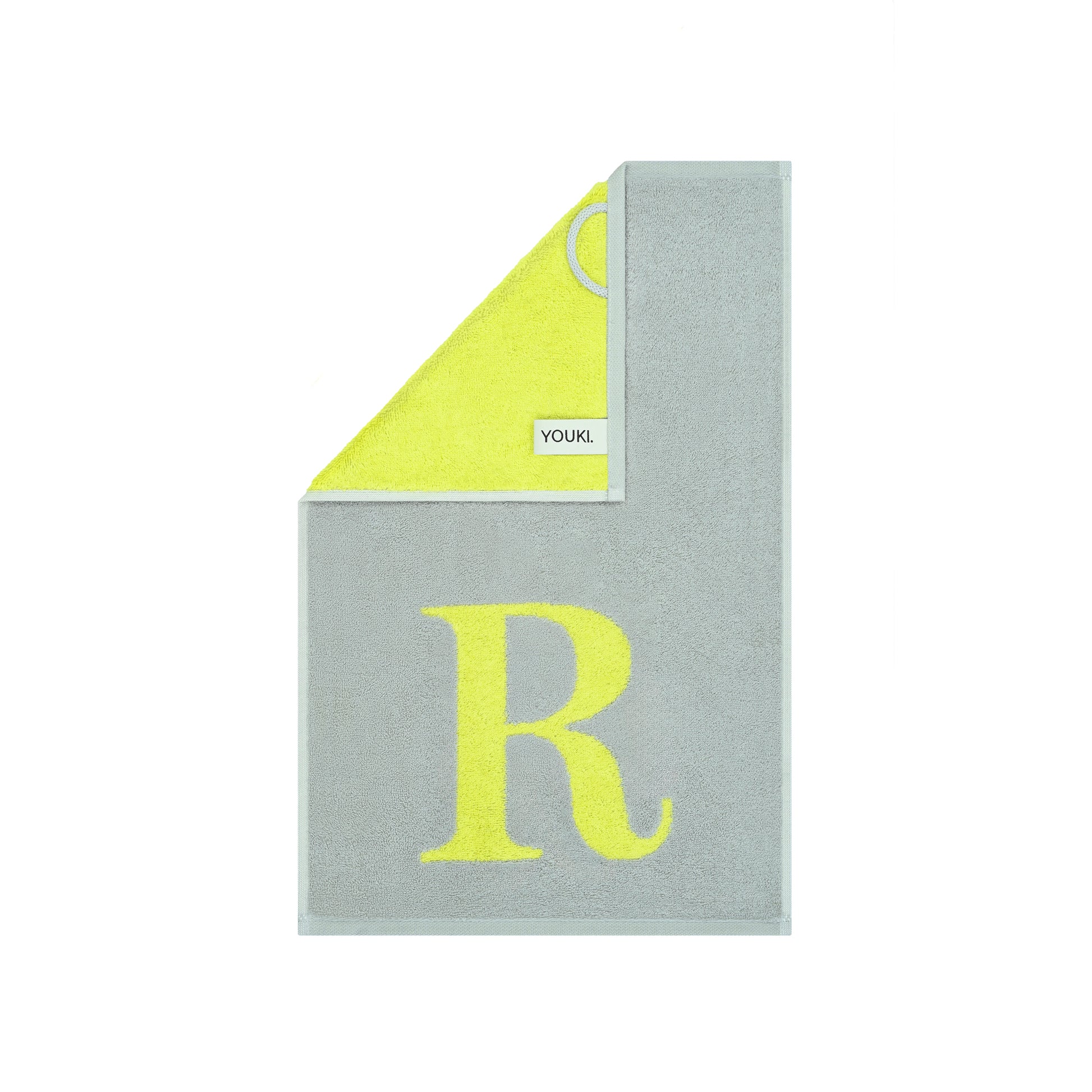 2er Set - Kleines Handtuch mit Buchstabe "R" – Silber / Lime