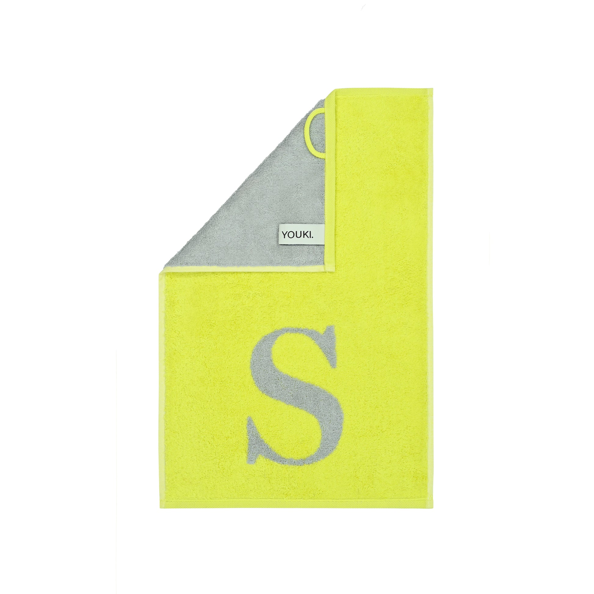 2er Set - Kleines Handtuch mit Buchstabe "S" – Silber / Lime