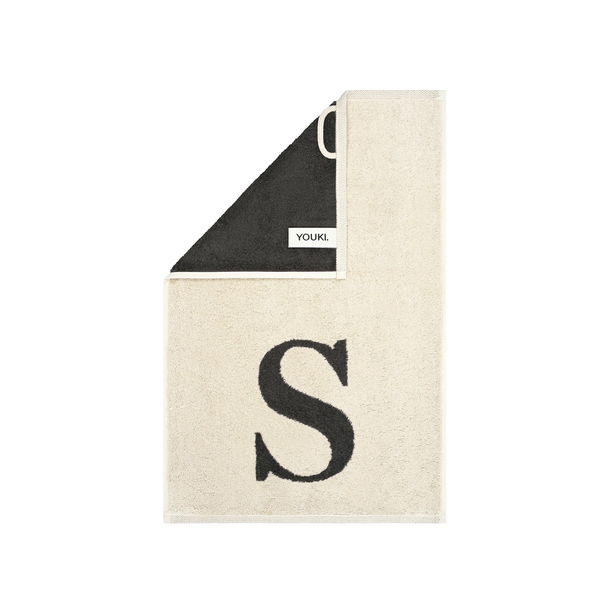 2er Set - Kleines Handtuch mit Buchstabe "S" – Natur / Dunkelgrau