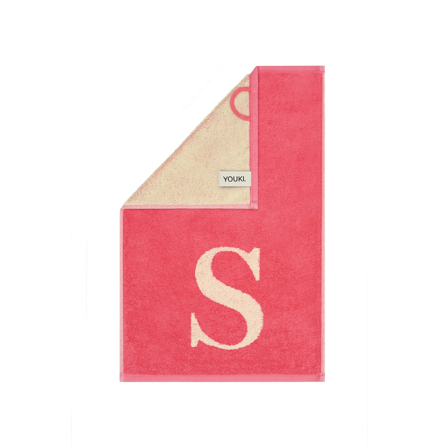 2er Set - Kleines Handtuch mit Buchstabe "S" – Natur / Pink / Orange