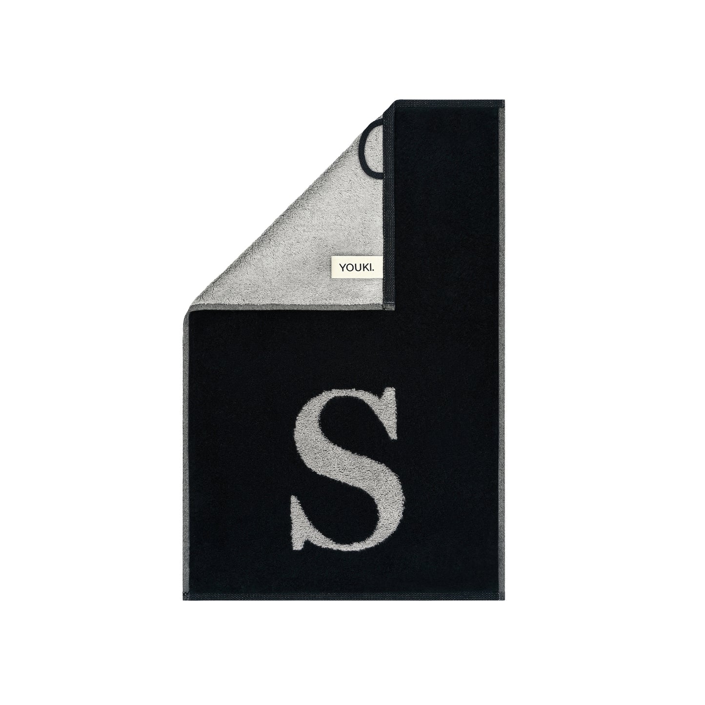 2er Set - Kleines Handtuch mit Buchstabe "S" – Silber / Schwarz