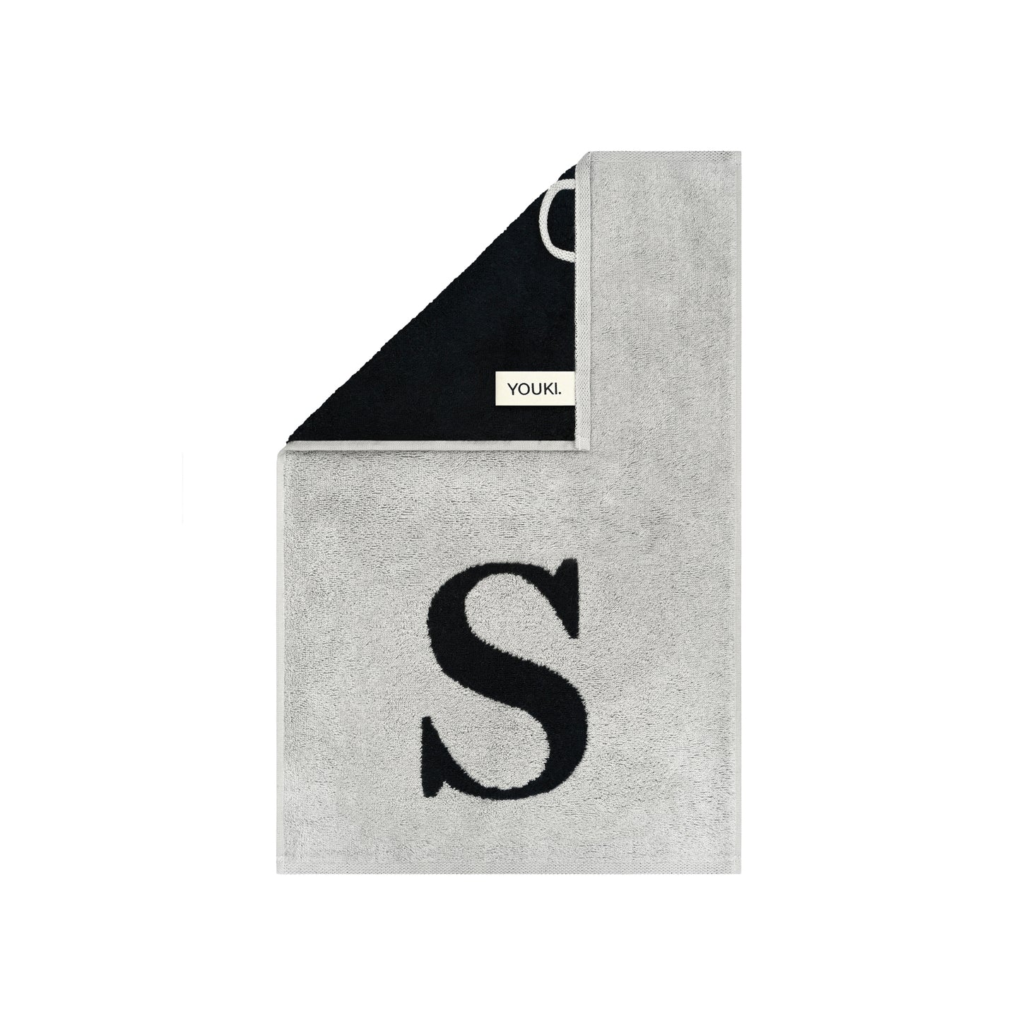 2er Set - Kleines Handtuch mit Buchstabe "S" – Silber / Schwarz