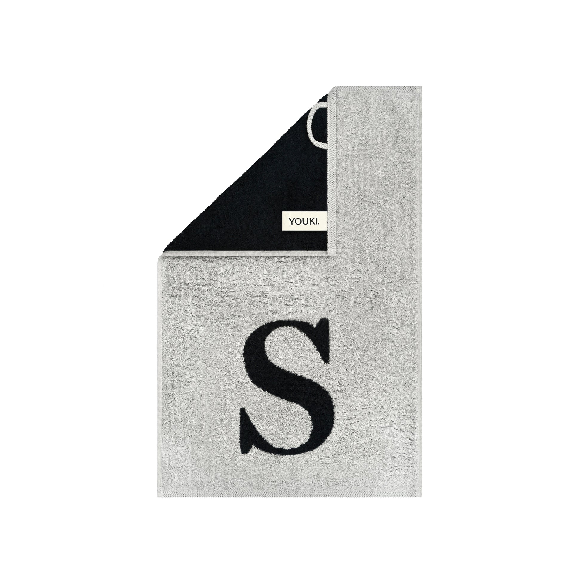 2er Set - Kleines Handtuch mit Buchstabe "S" – Silber / Schwarz