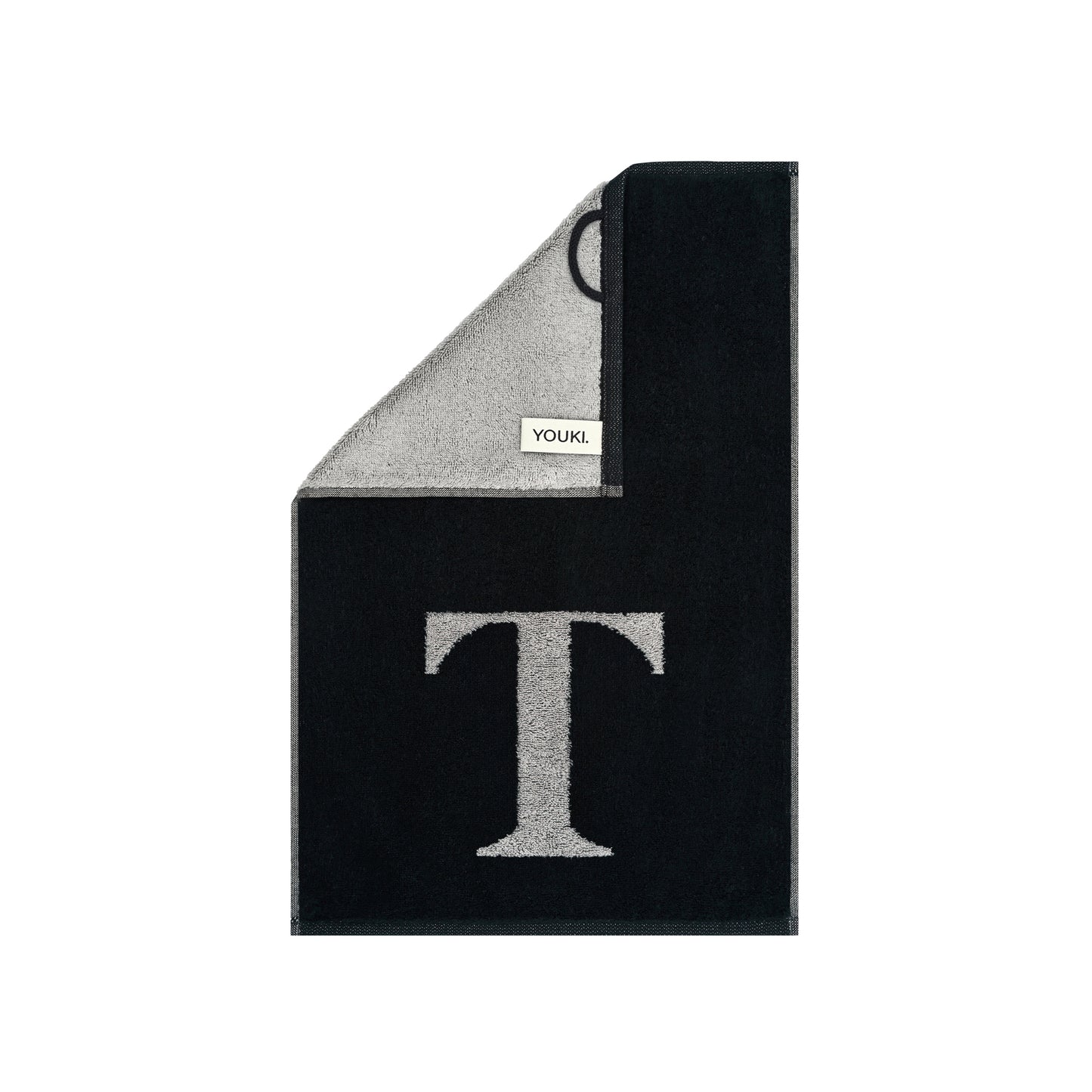 2er Set - Kleines Handtuch mit Buchstabe "T" – Silber / Schwarz