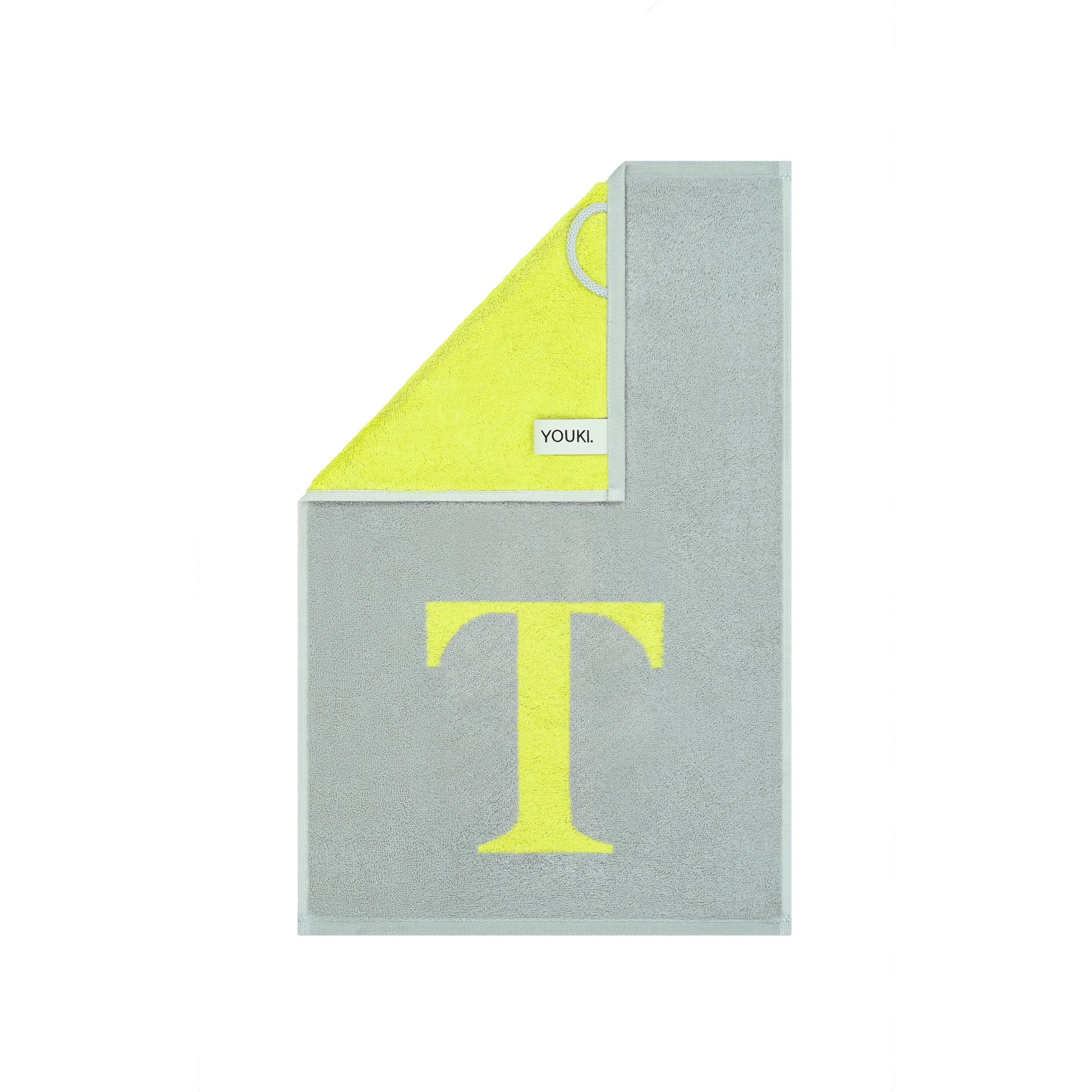 2er Set - Kleines Handtuch mit Buchstabe "T" – Silber / Lime