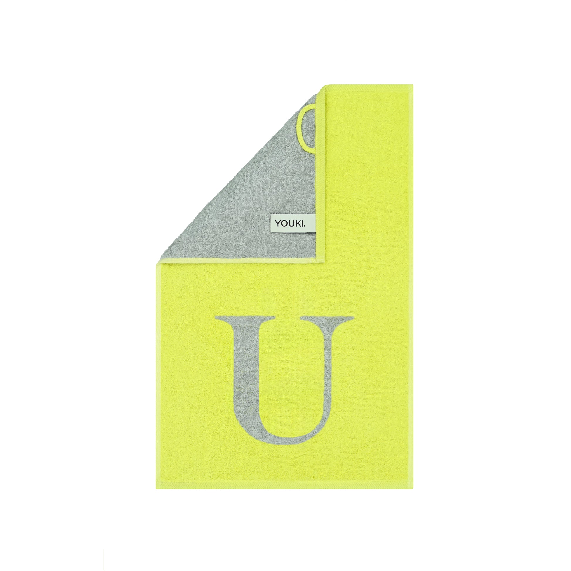 2er Set - Kleines Handtuch mit Buchstabe "U" – Silber / Lime