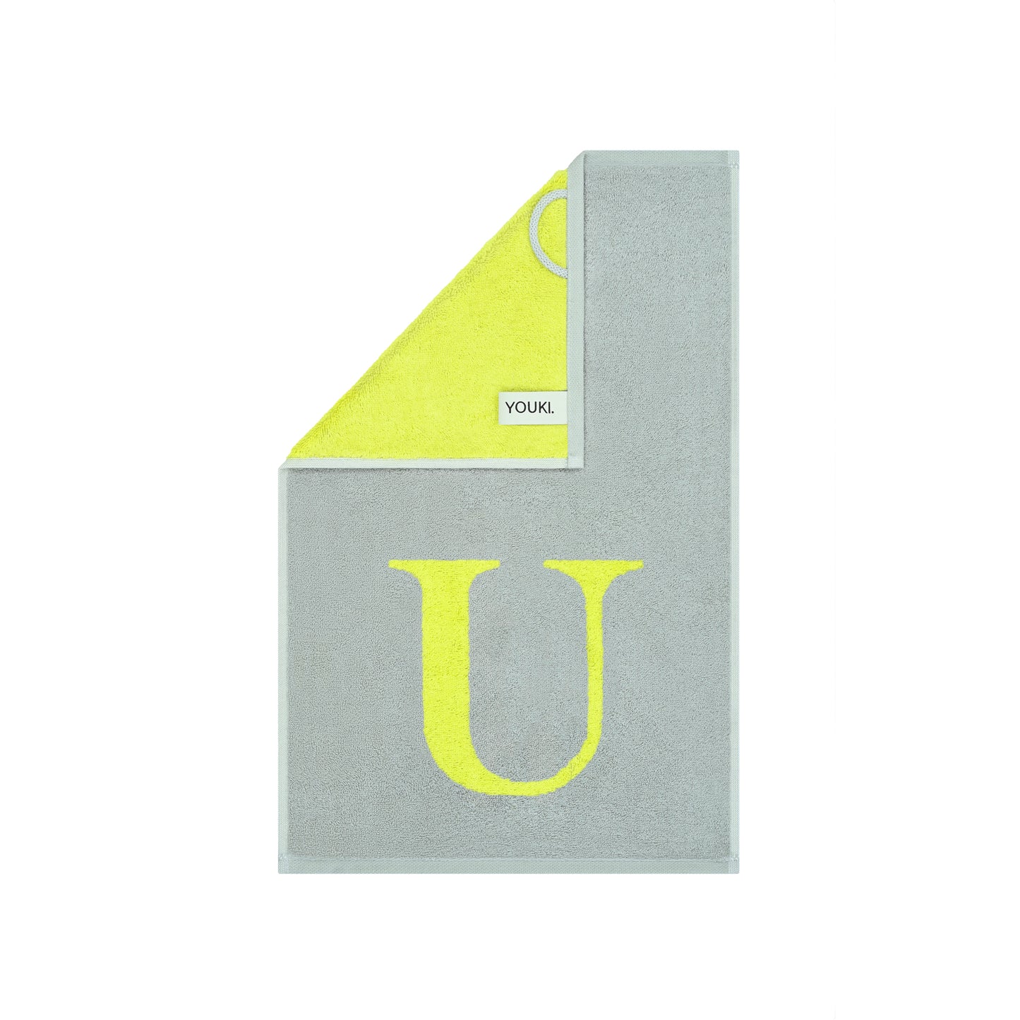 2er Set - Kleines Handtuch mit Buchstabe "U" – Silber / Lime