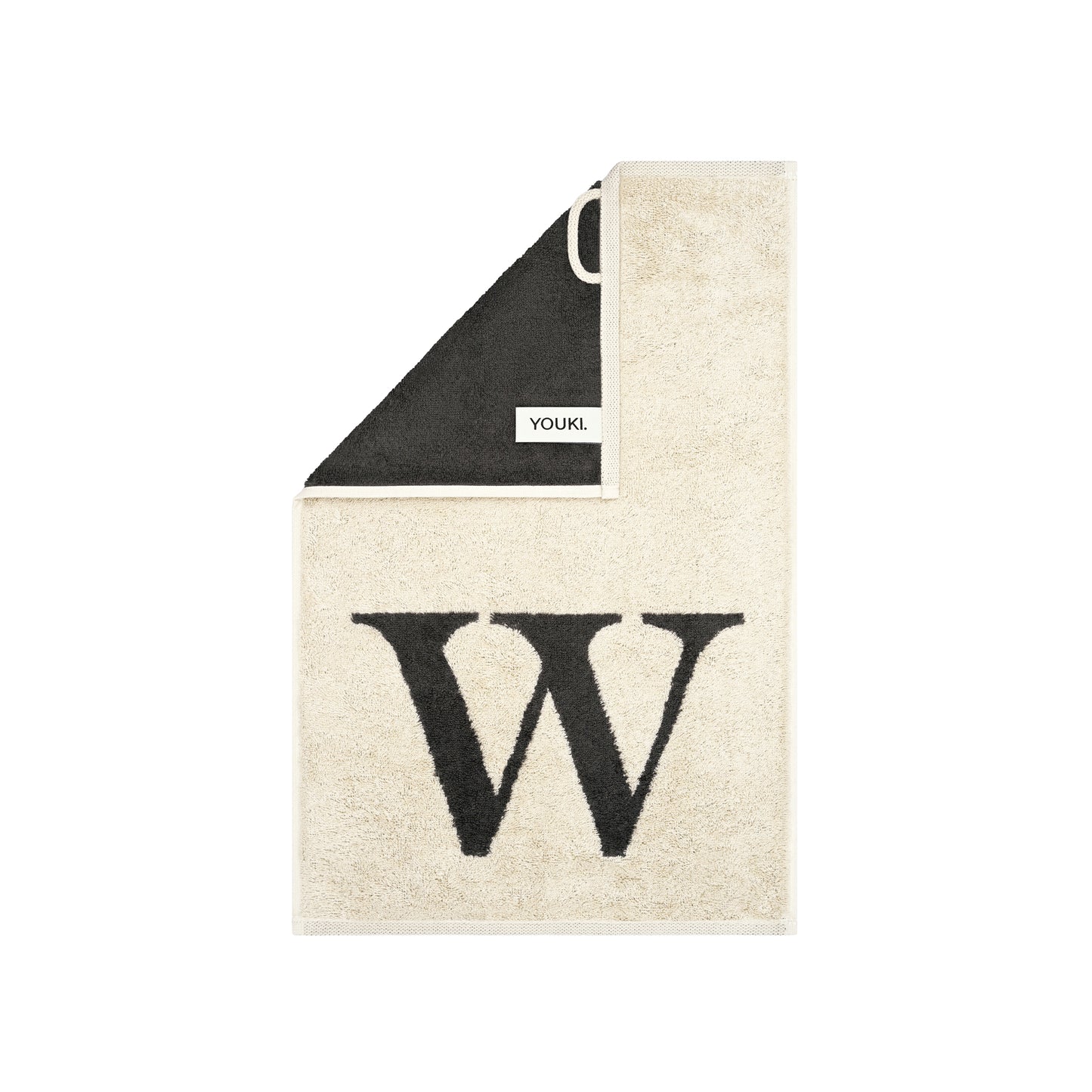 2er Set - Kleines Handtuch mit Buchstabe "W" – Natur / Dunkelgrau