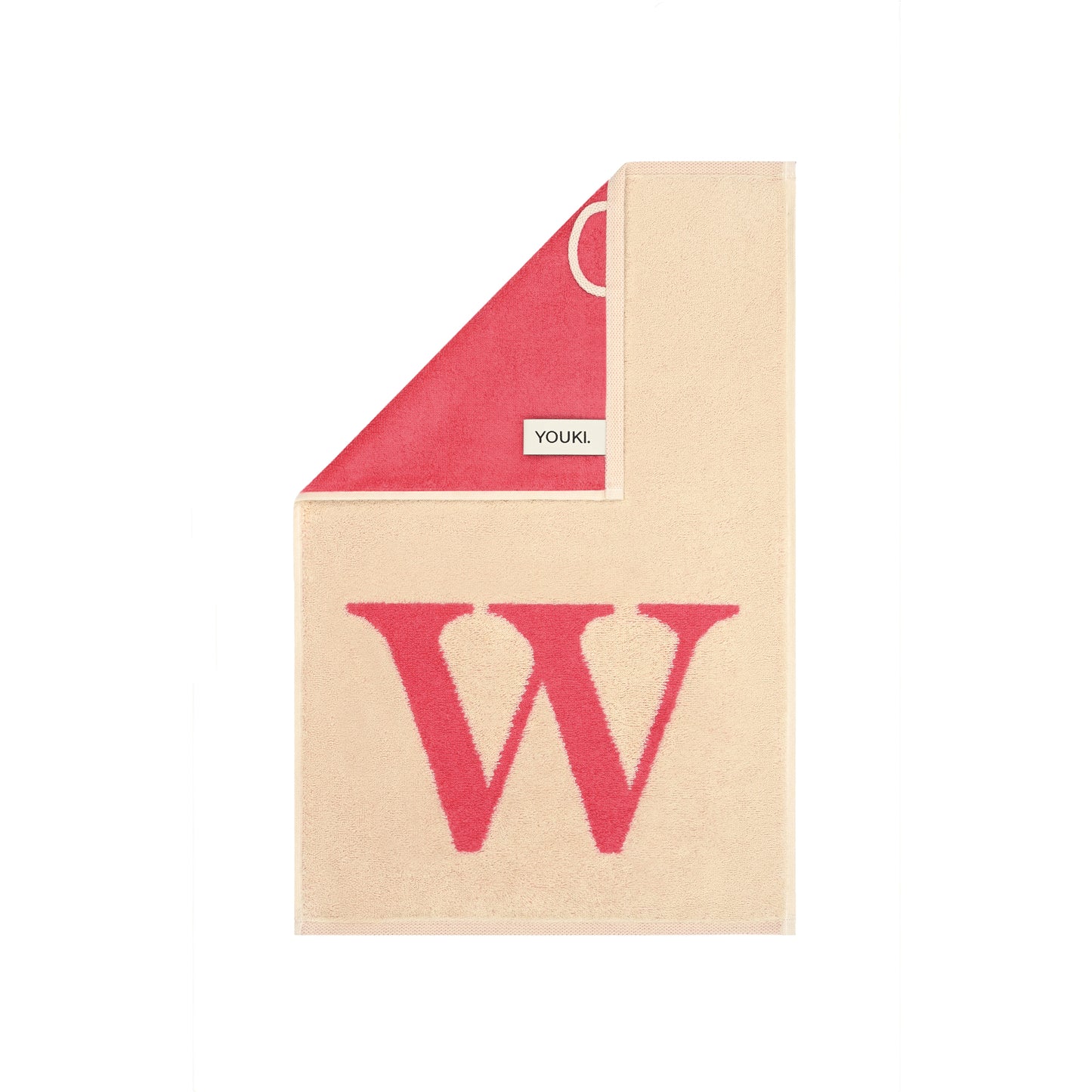 2er Set - Kleines Handtuch mit Buchstabe "W" – Natur / Pink / Orange
