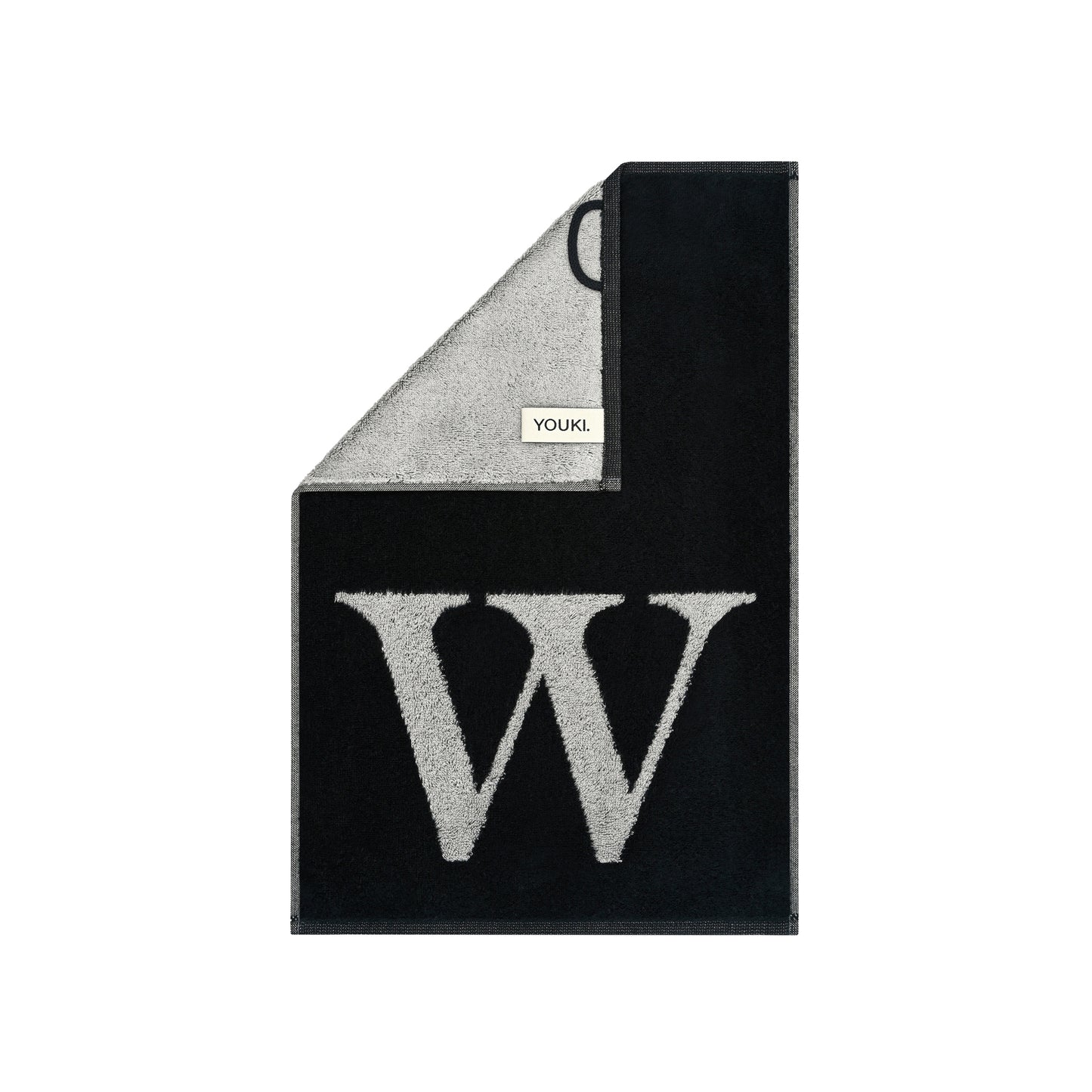 2er Set - Kleines Handtuch mit Buchstabe "W" – Silber / Schwarz