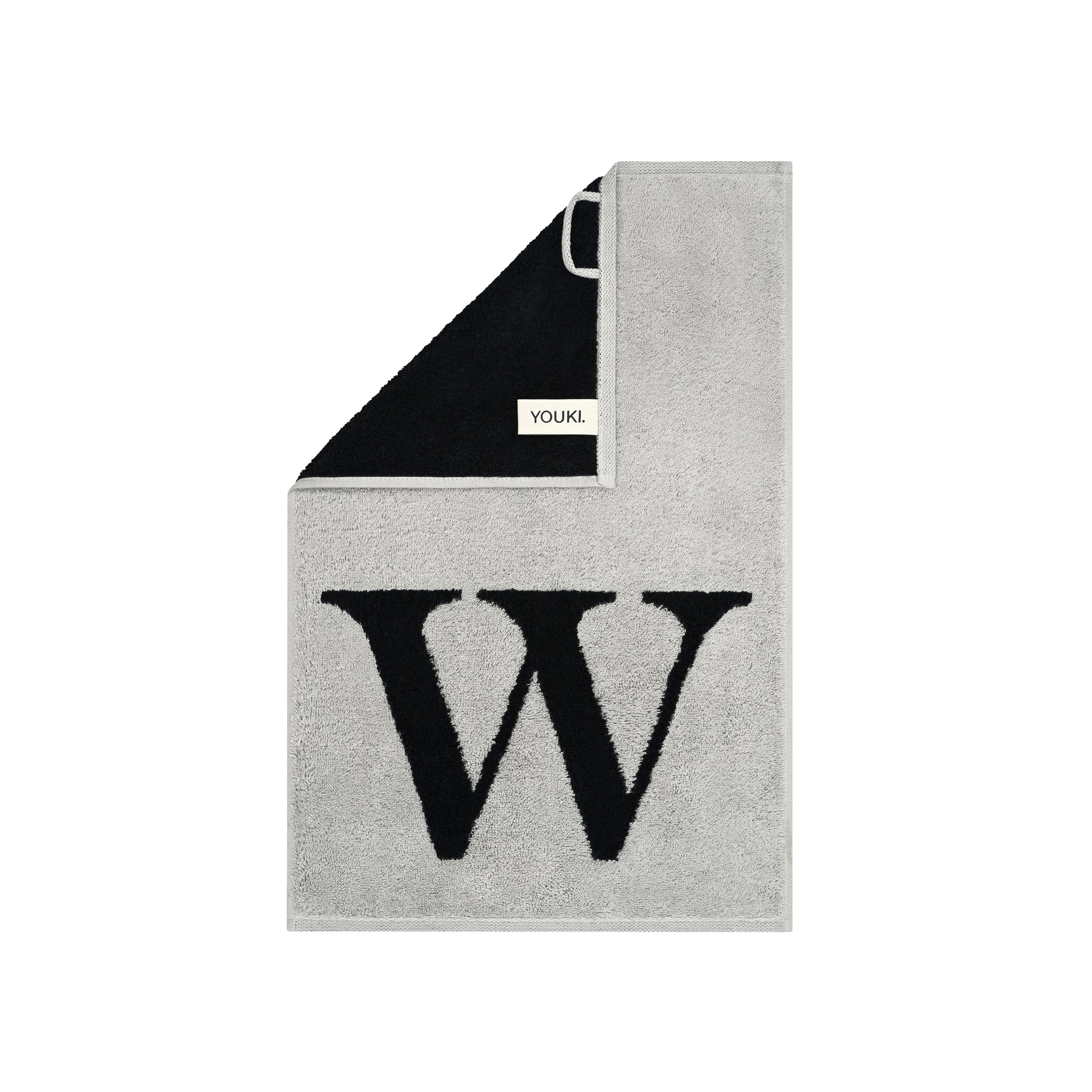 2er Set - Kleines Handtuch mit Buchstabe "W" – Silber / Schwarz