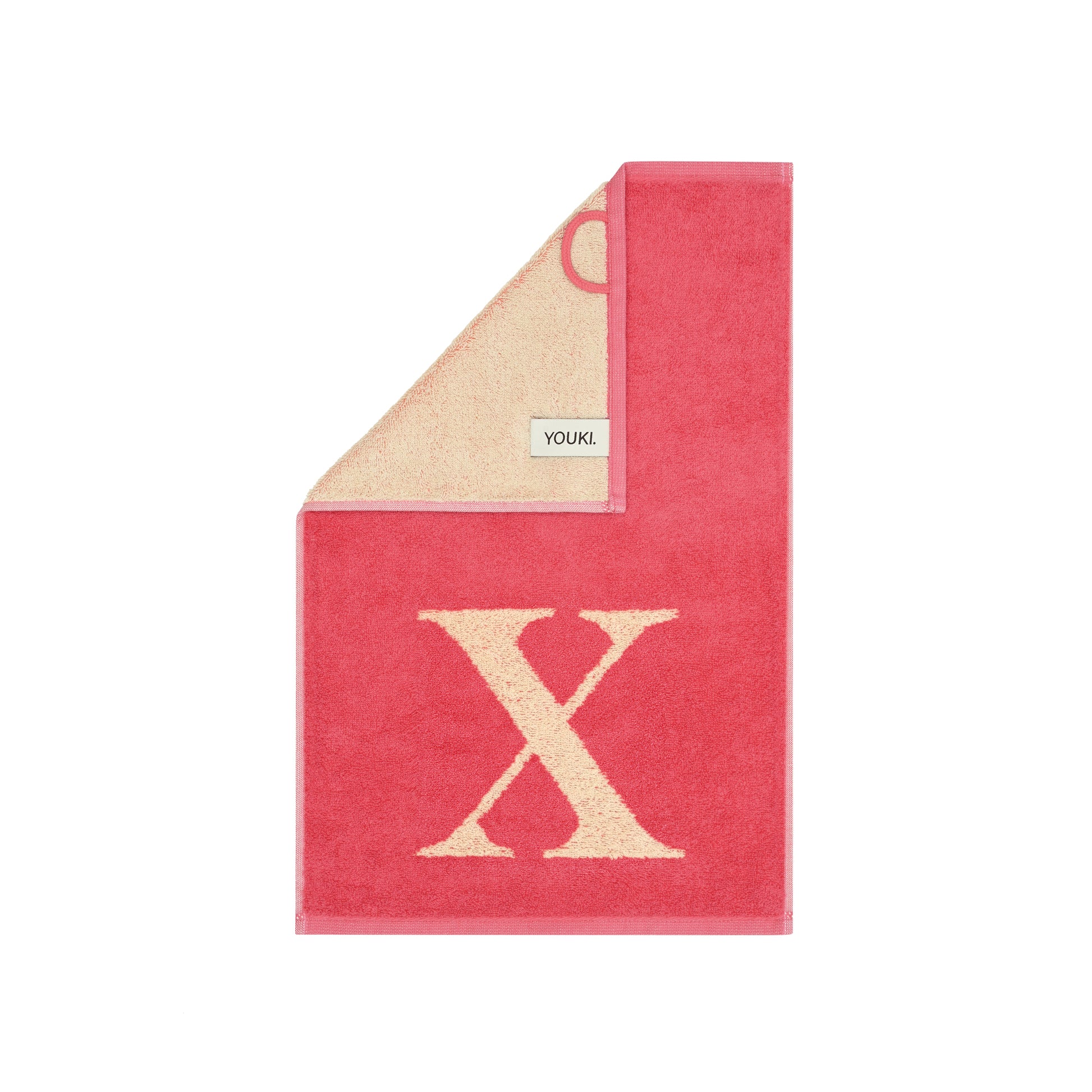 2er Set - Kleines Handtuch mit Buchstabe "X" – Natur / Pink / Orange