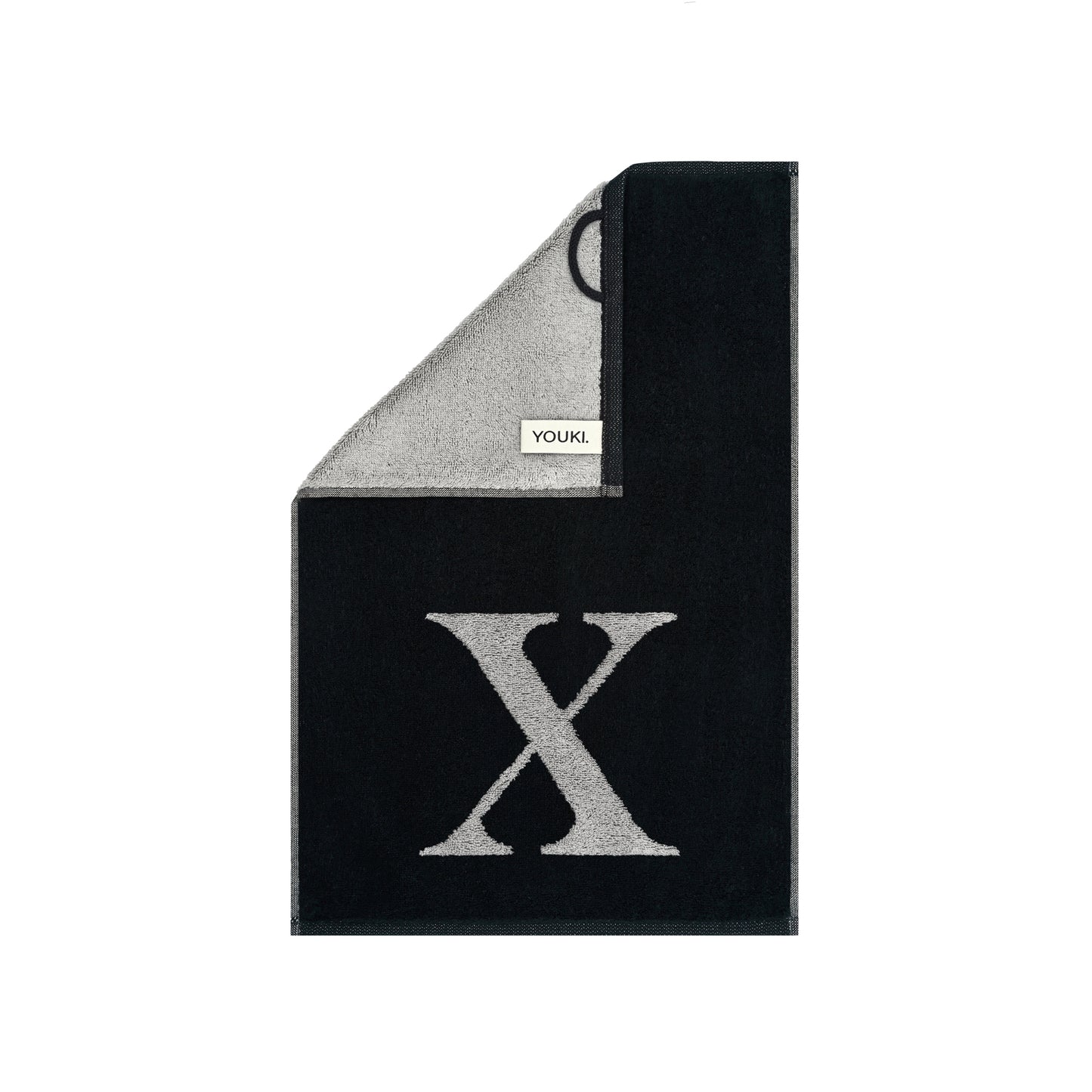 2er Set - Kleines Handtuch mit Buchstabe "X" – Silber / Schwarz