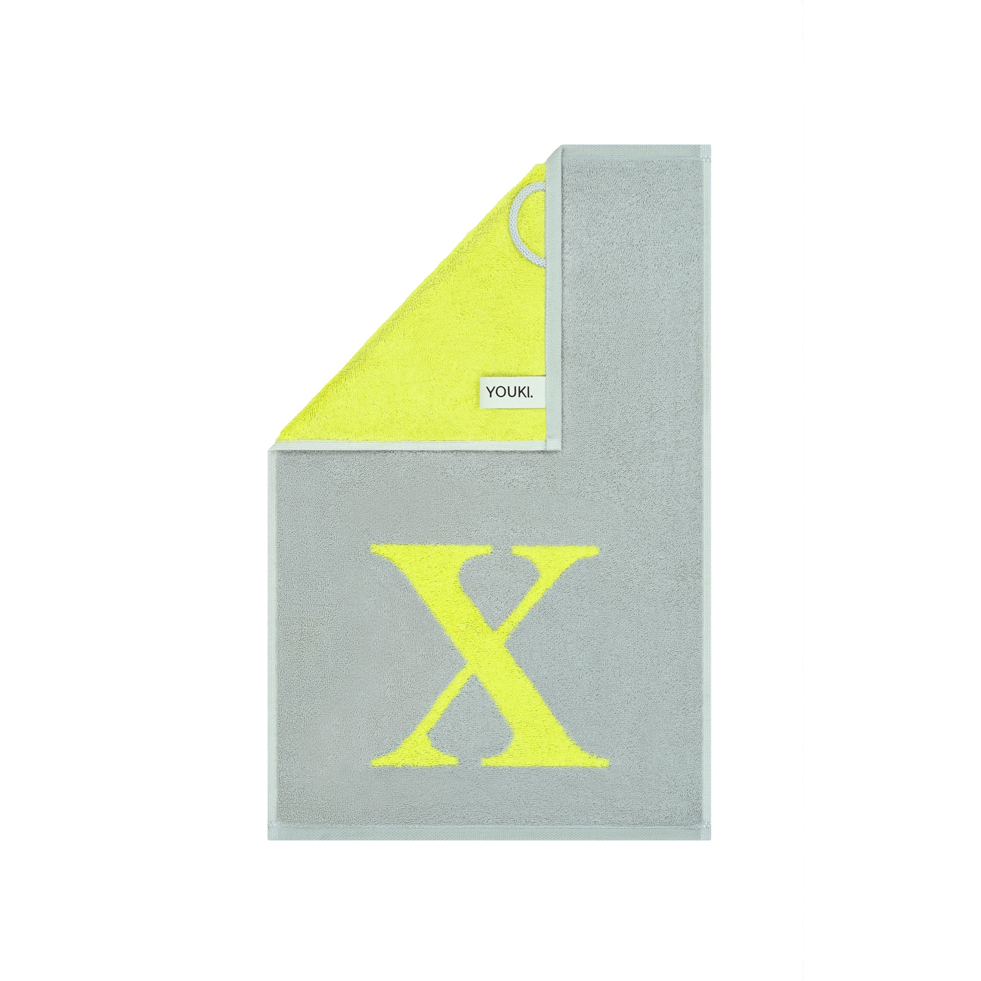 2er Set - Kleines Handtuch mit Buchstabe "X" – Silber / Lime