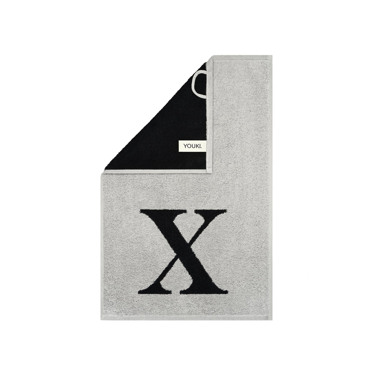 2er Set - Kleines Handtuch mit Buchstabe "X" – Silber / Schwarz