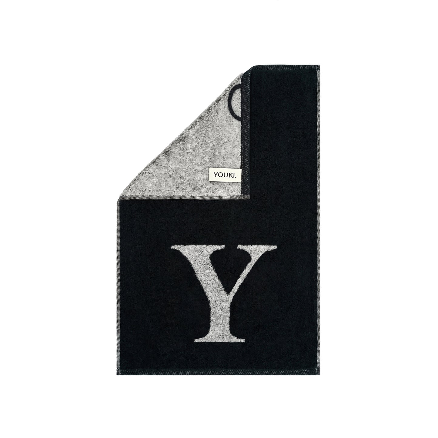 2er Set - Kleines Handtuch mit Buchstabe "Y" – Silber / Schwarz