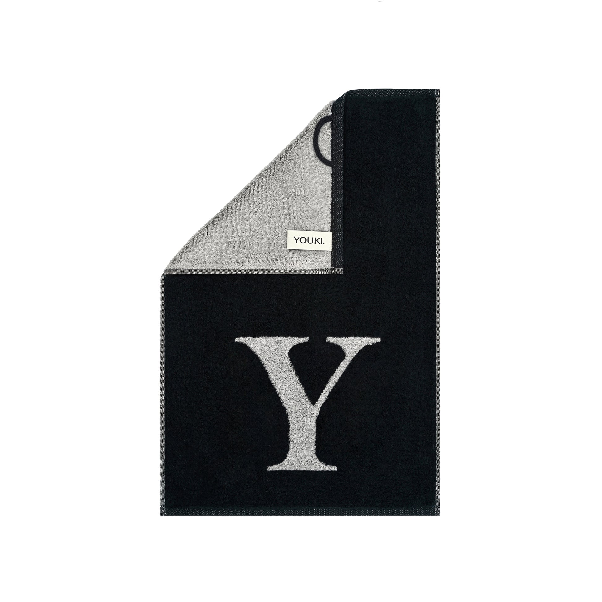 2er Set - Kleines Handtuch mit Buchstabe "Y" – Silber / Schwarz