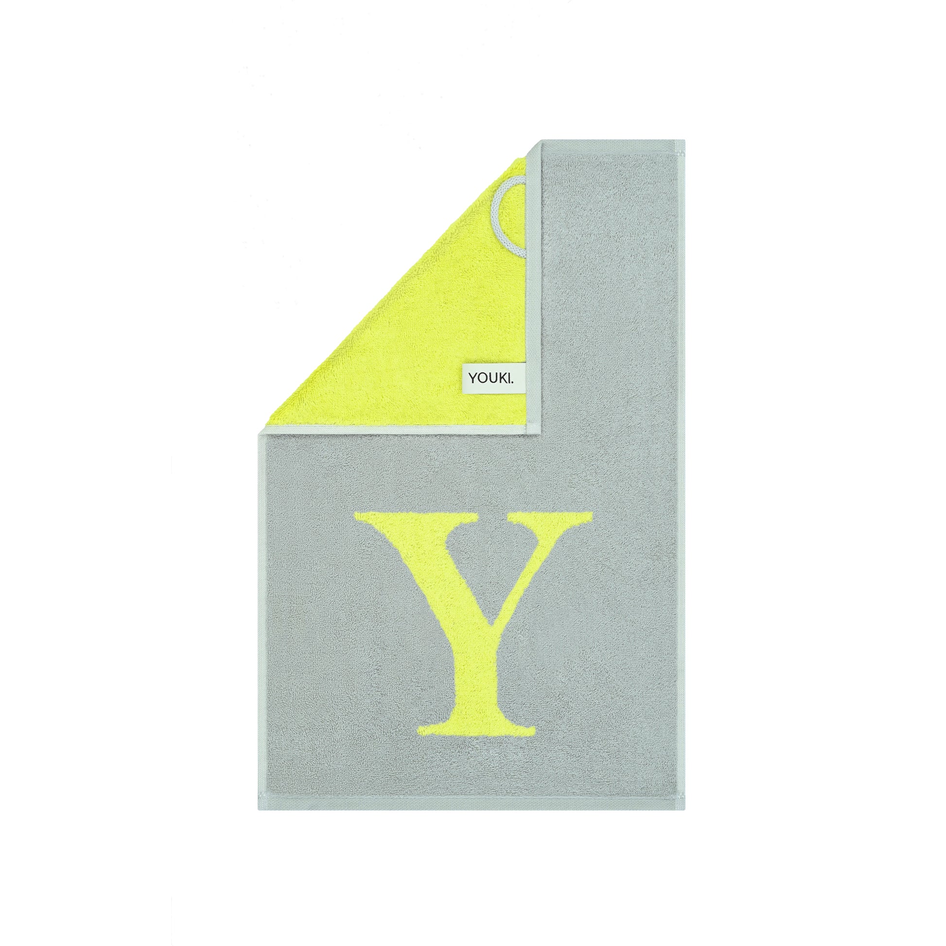 2er Set - Kleines Handtuch mit Buchstabe "Y" – Silber / Lime