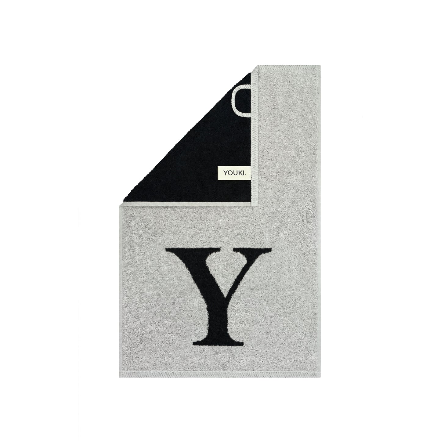 2er Set - Kleines Handtuch mit Buchstabe "Y" – Silber / Schwarz