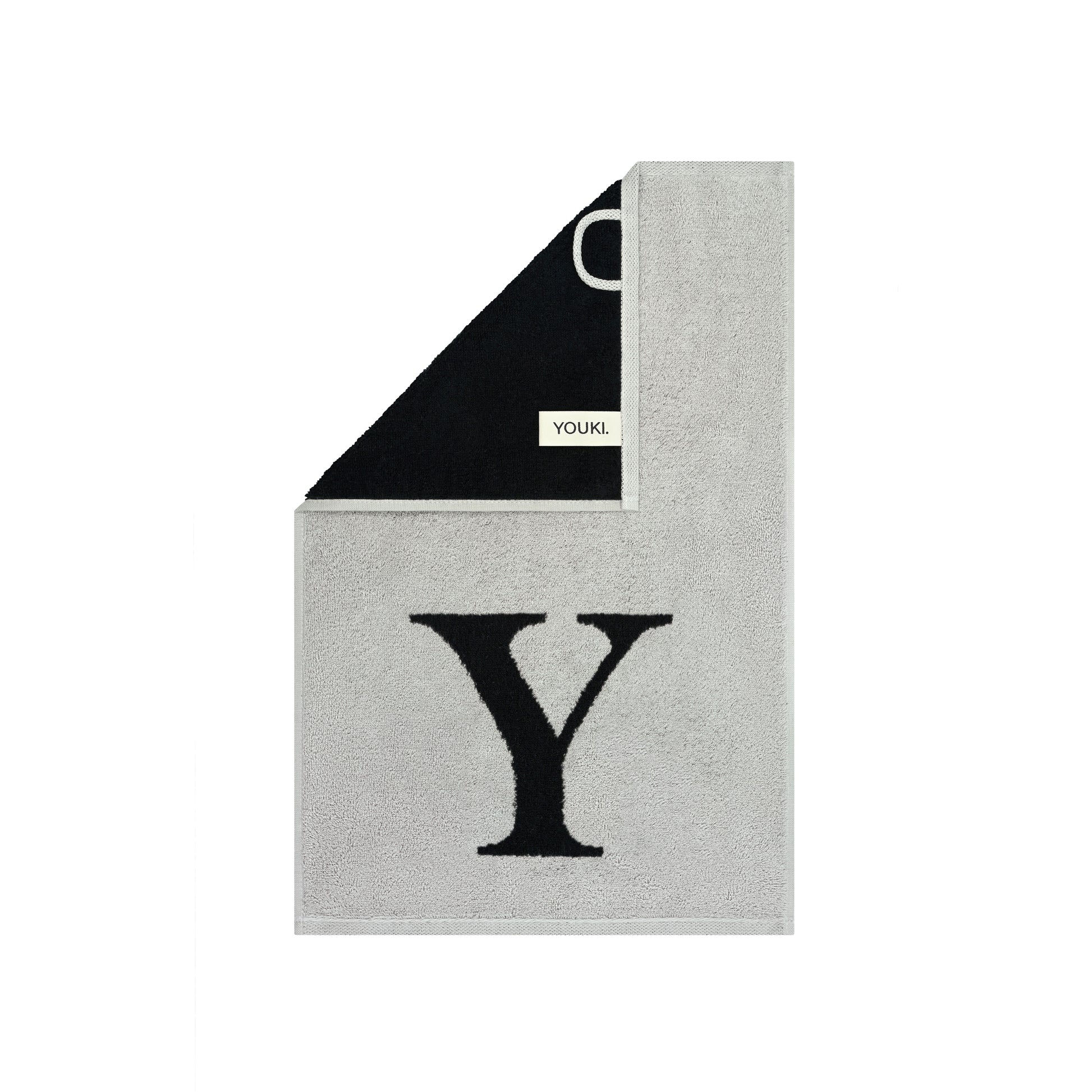 2er Set - Kleines Handtuch mit Buchstabe "Y" – Silber / Schwarz
