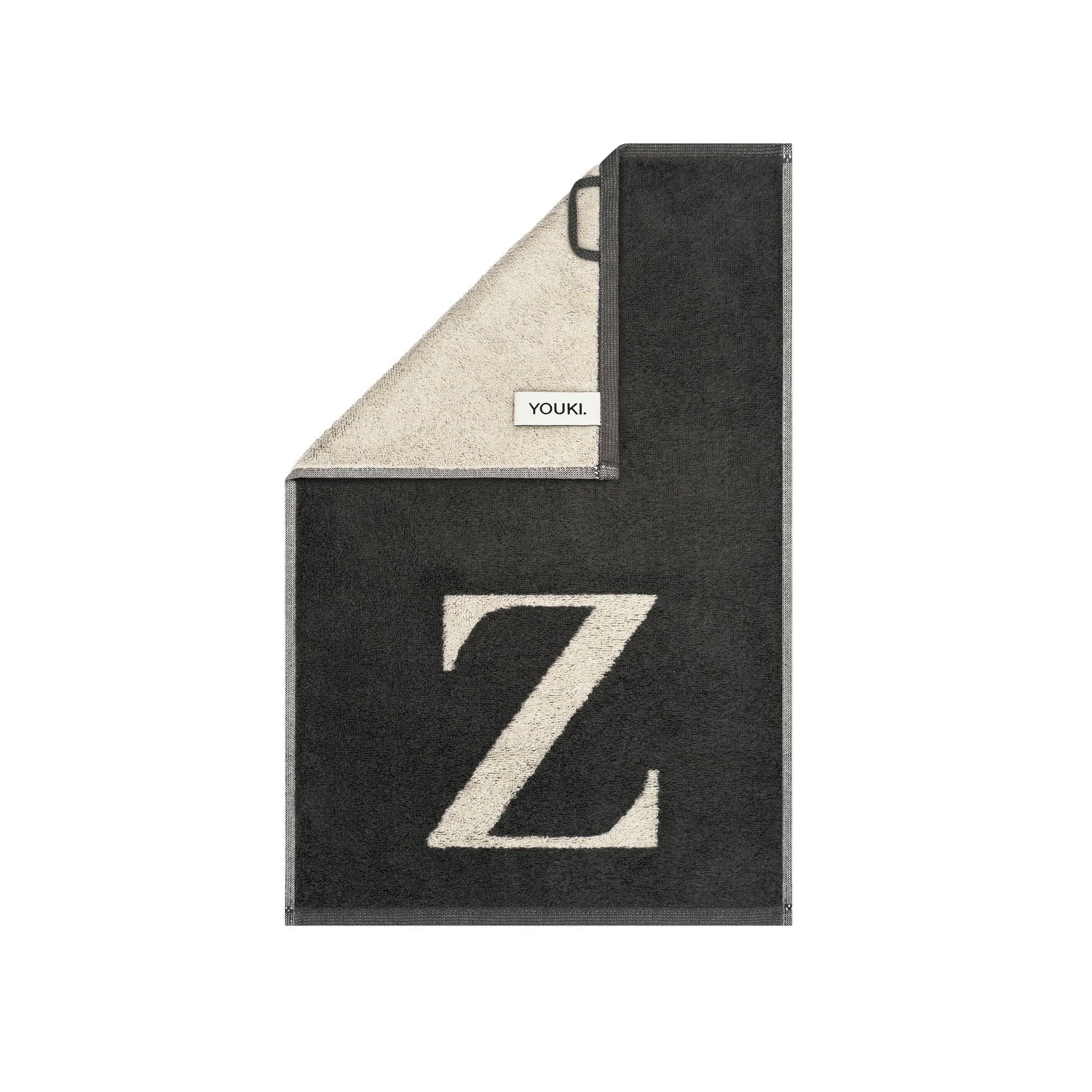 2er Set - Kleines Handtuch mit Buchstabe "Z" – Natur / Dunkelgrau
