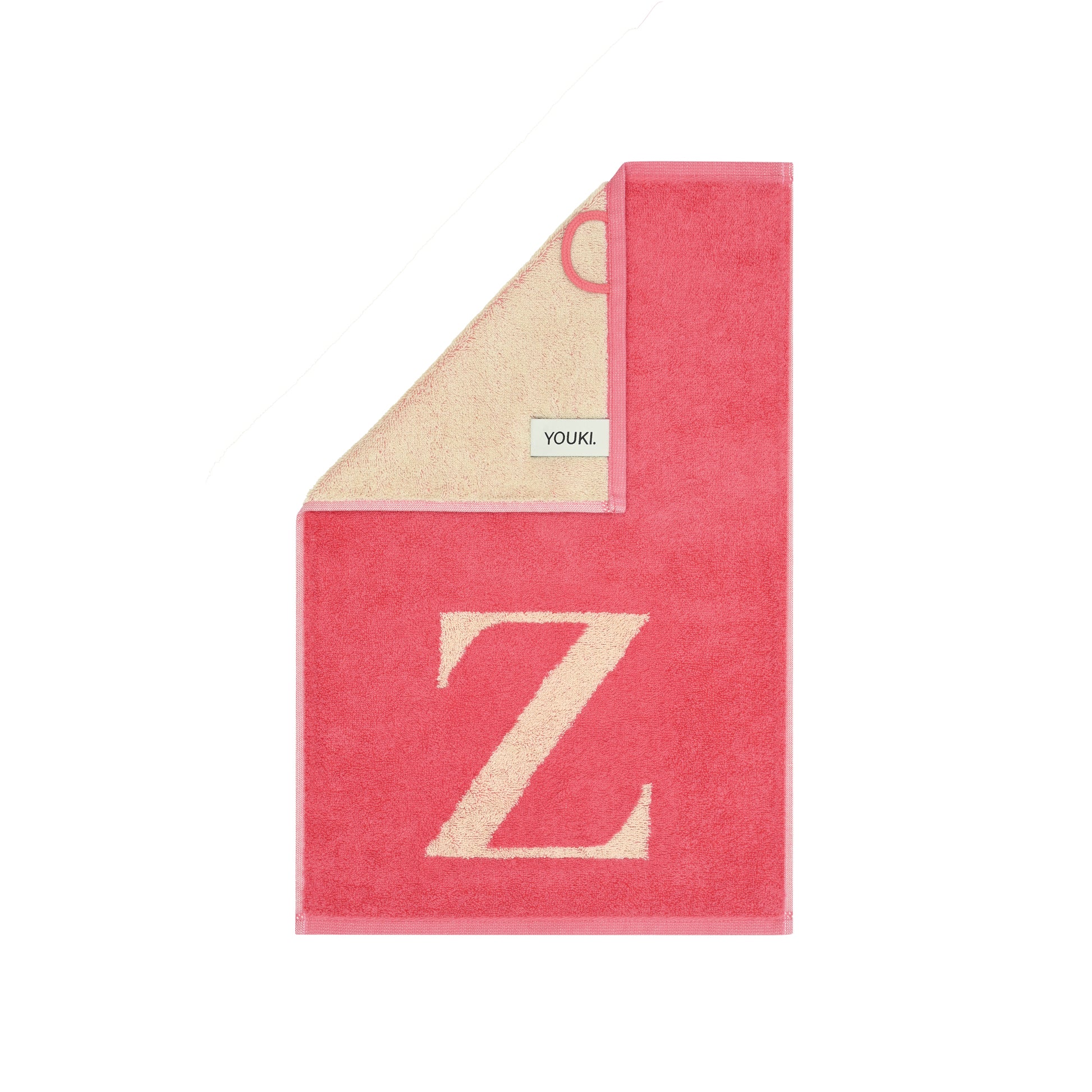 2er Set - Kleines Handtuch mit Buchstabe "Z" – Natur / Pink / Orange