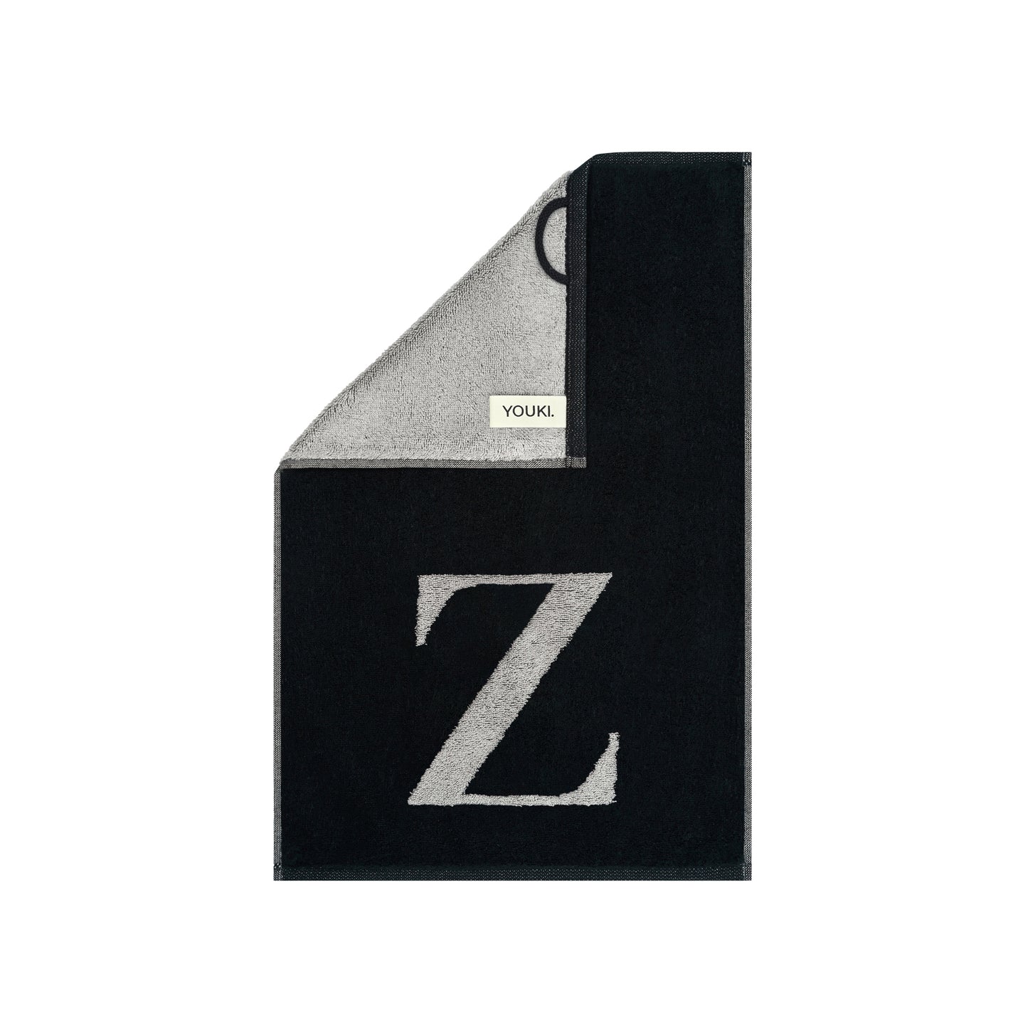 2er Set - Kleines Handtuch mit Buchstabe "Z" – Silber / Schwarz