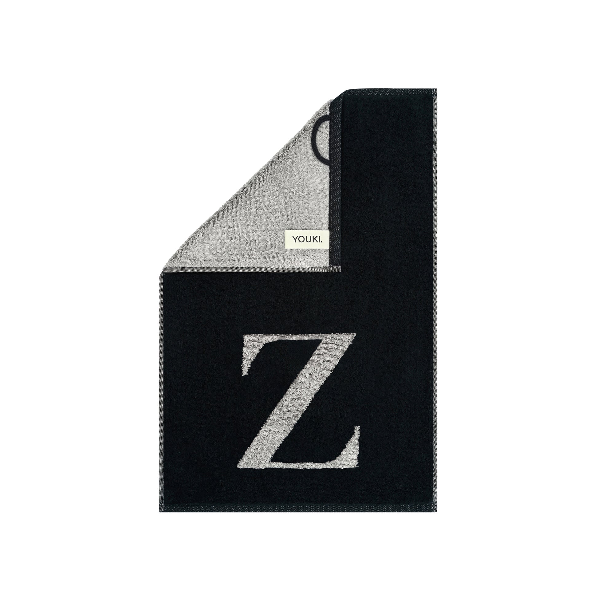 2er Set - Kleines Handtuch mit Buchstabe "Z" – Silber / Schwarz