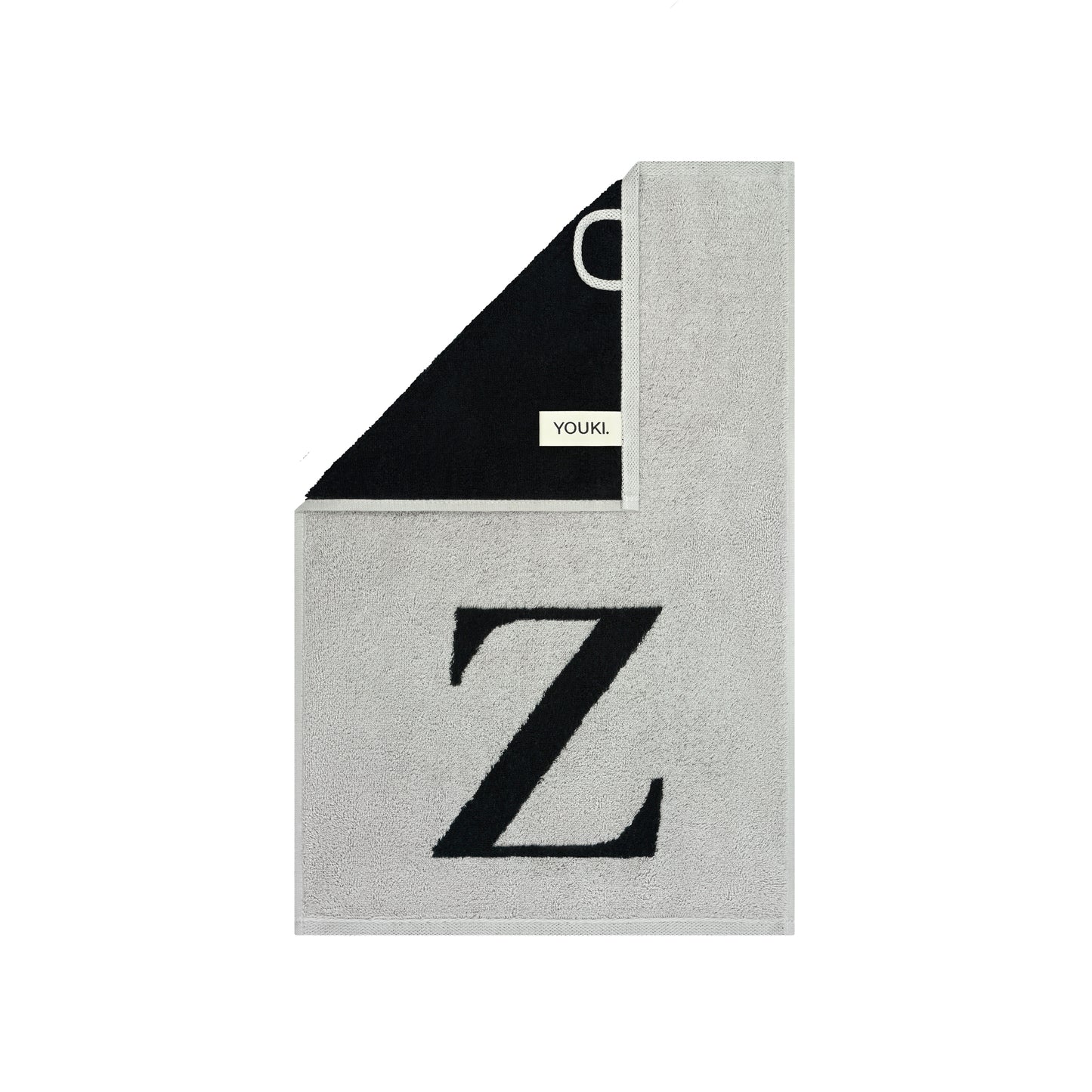 2er Set - Kleines Handtuch mit Buchstabe "Z" – Silber / Schwarz