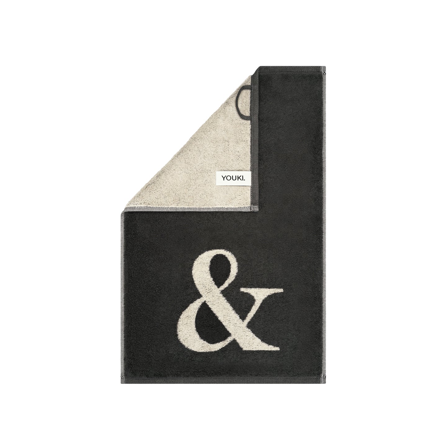 2er Set - Kleines Handtuch mit Buchstabe "&" – Natur / Dunkelgrau