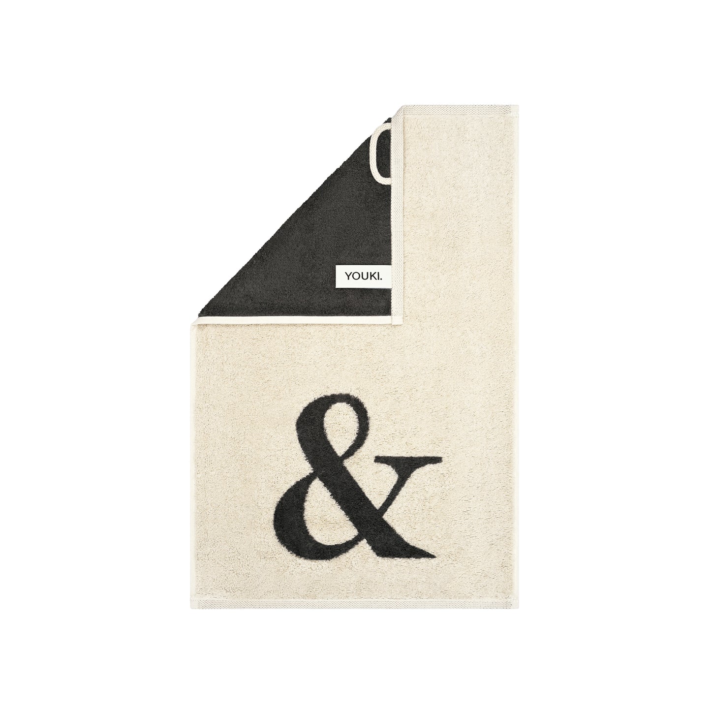 2er Set - Kleines Handtuch mit Buchstabe "&" – Natur / Dunkelgrau