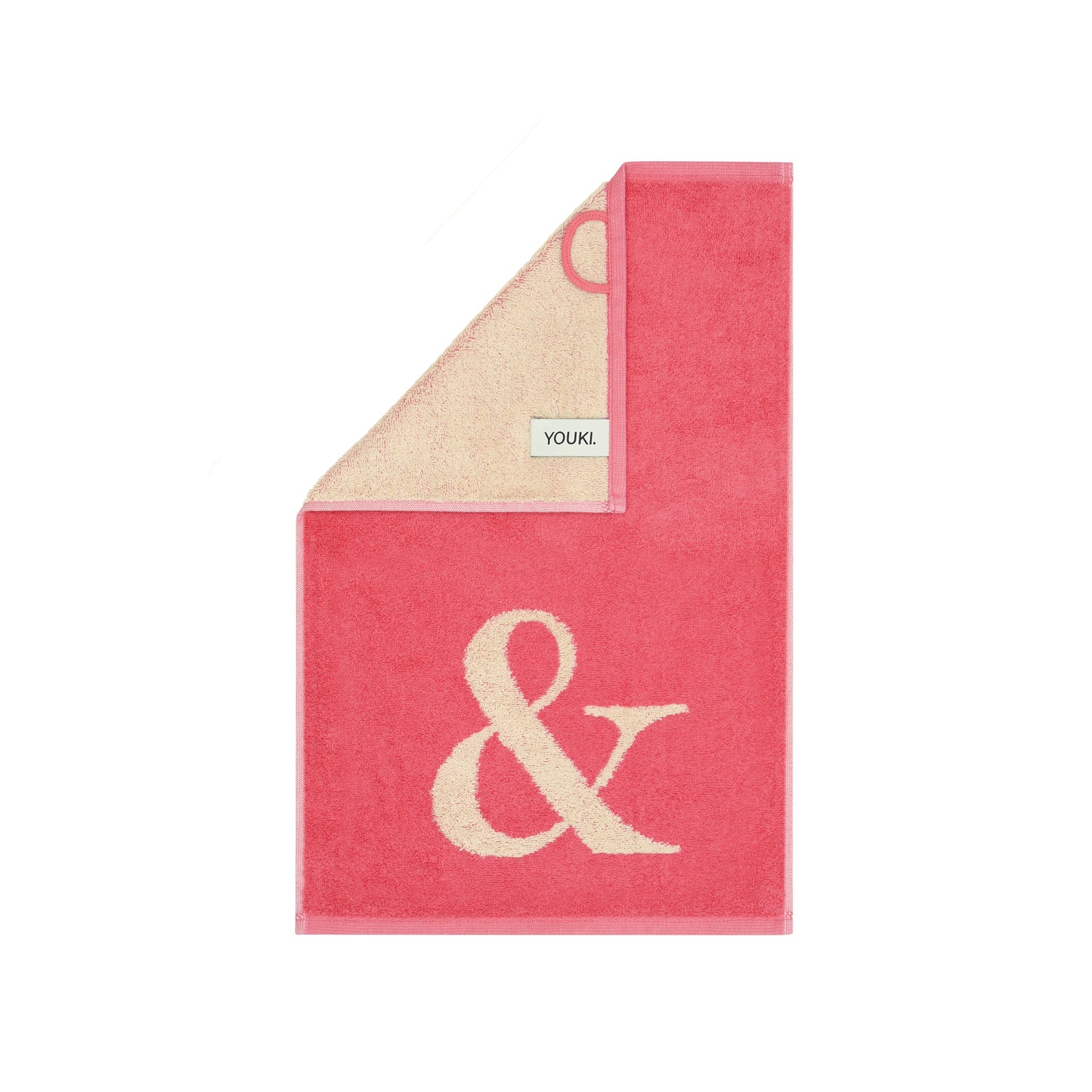 2er Set - Kleines Handtuch mit Buchstabe "&" – Natur / Pink / Orange