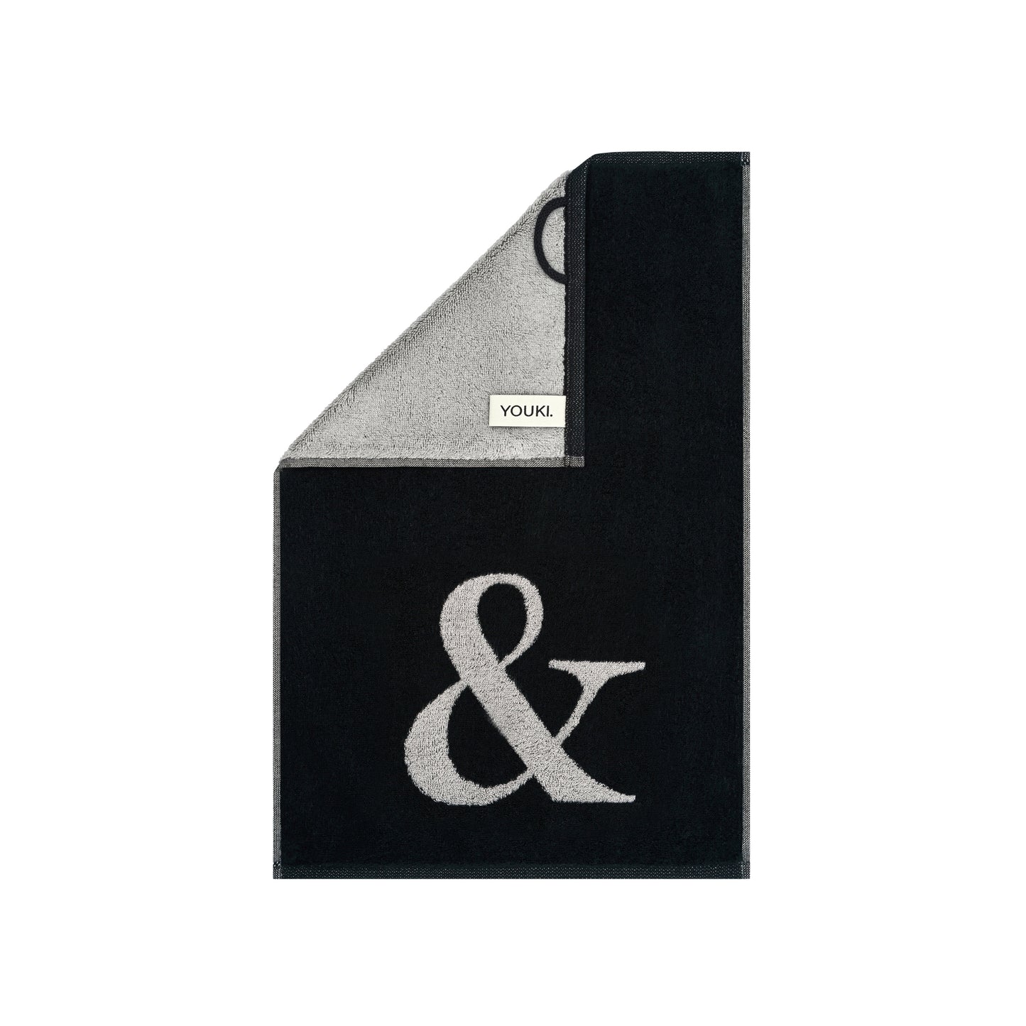2er Set - Kleines Handtuch mit Buchstabe "&" – Silber / Schwarz