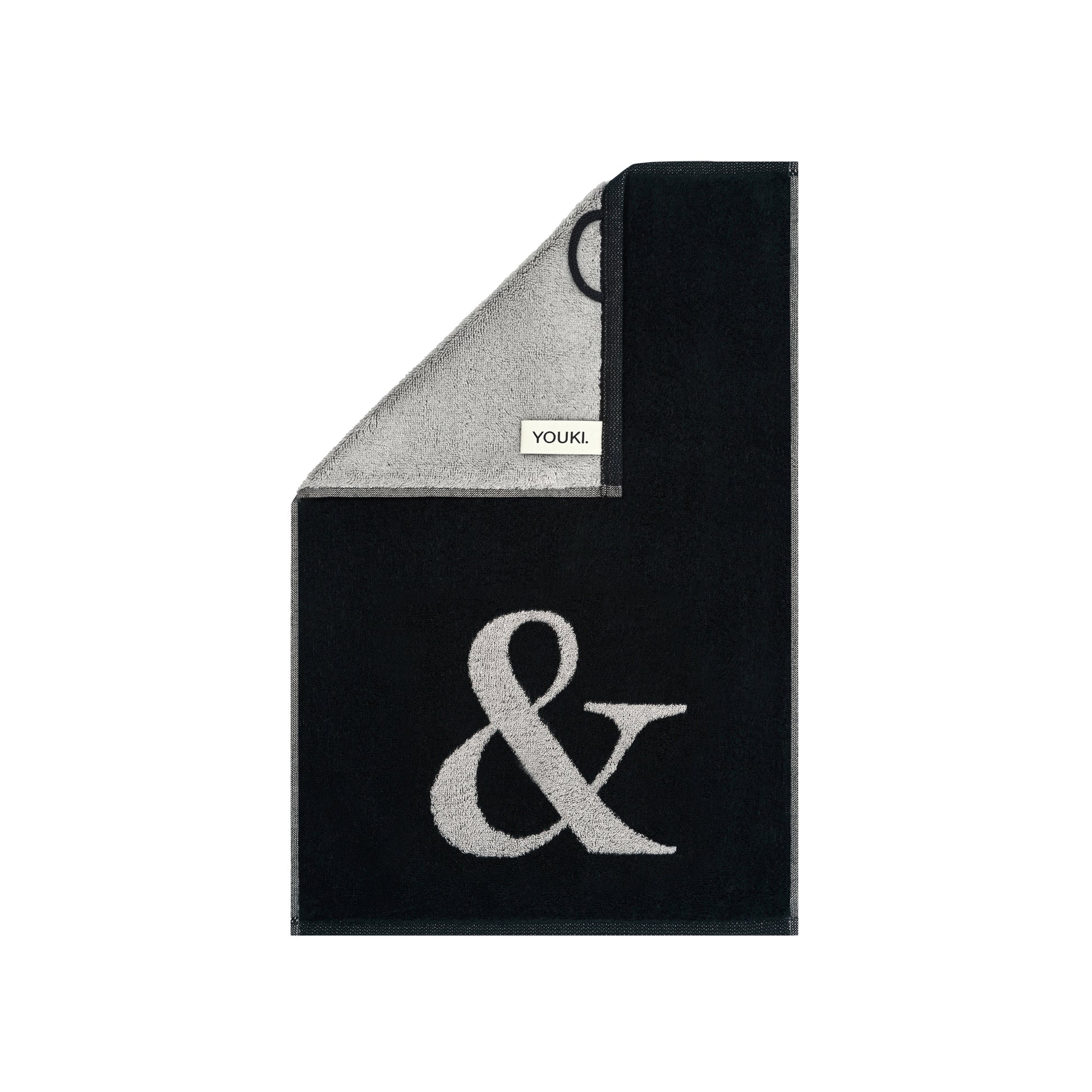 2er Set - Kleines Handtuch mit Buchstabe "&" – Silber / Schwarz