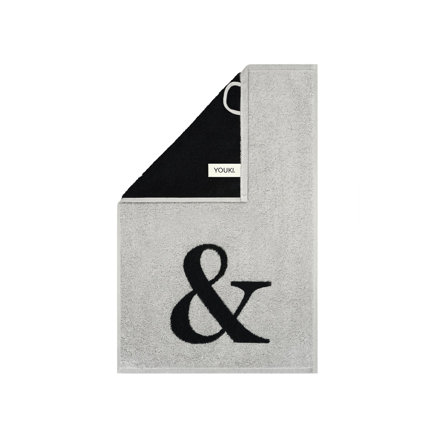 2er Set - Kleines Handtuch mit Buchstabe "&" – Silber / Schwarz