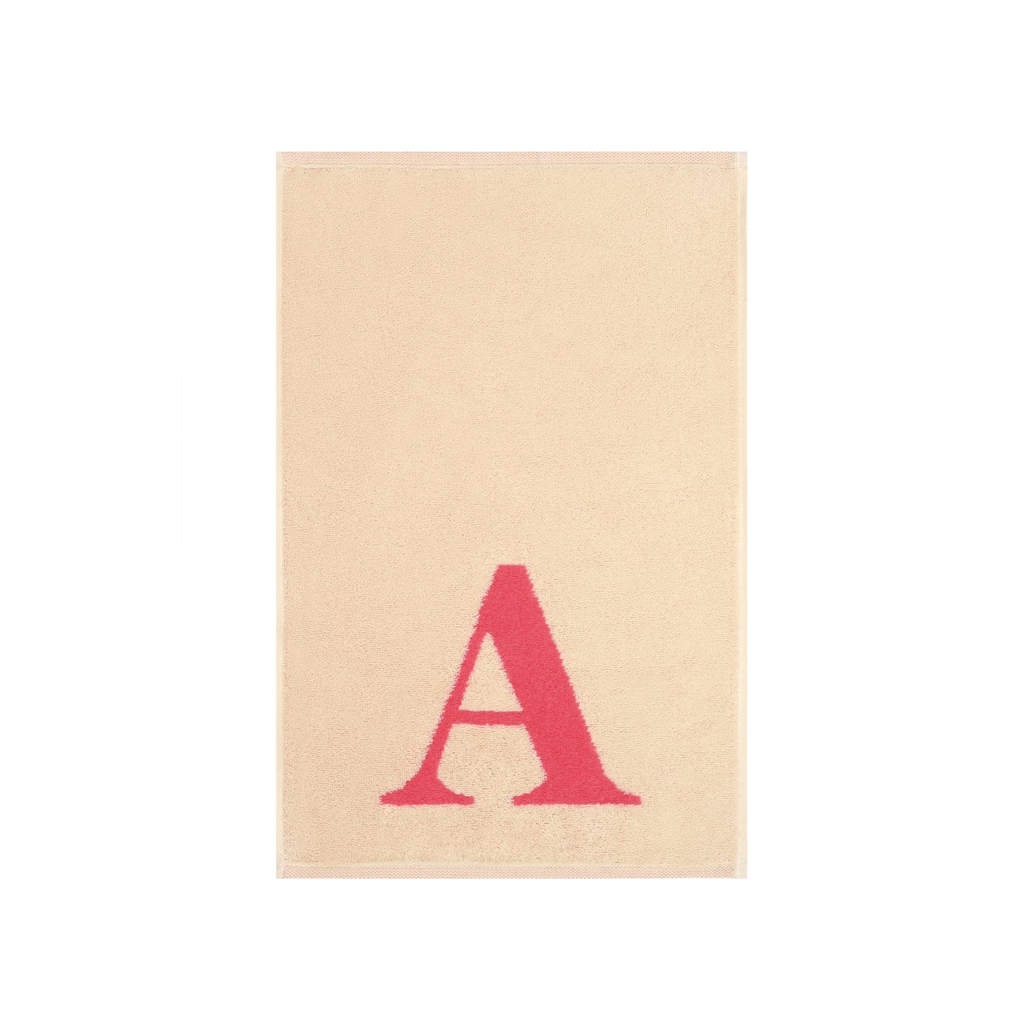 2er Set - Kleines Handtuch mit Buchstabe "A" – Natur / Pink / Orange