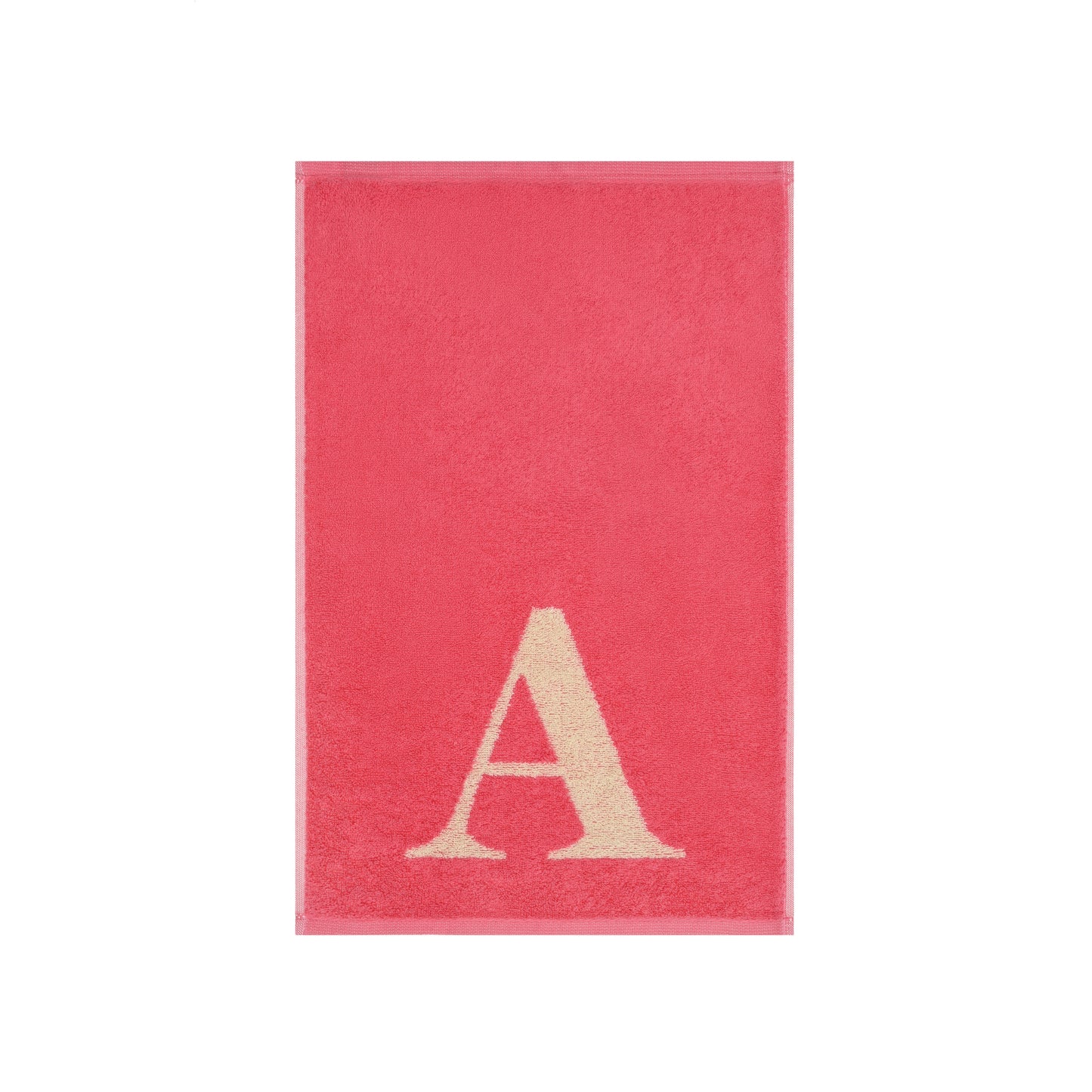 2er Set - Kleines Handtuch mit Buchstabe "A" – Natur / Pink / Orange