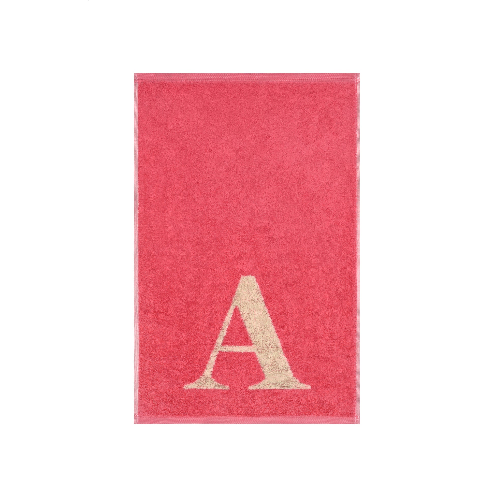 2er Set - Kleines Handtuch mit Buchstabe "A" – Natur / Pink / Orange