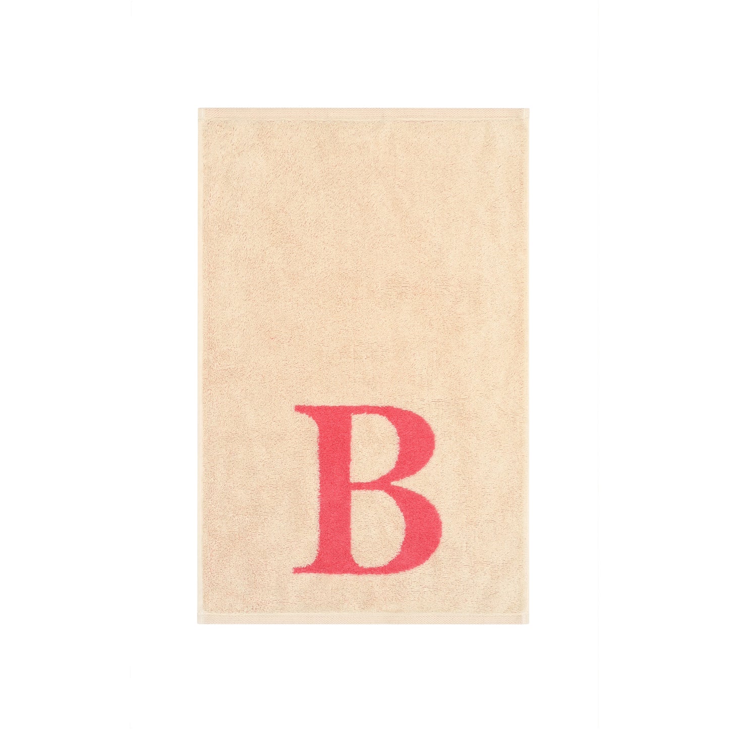 2er Set - Kleines Handtuch mit Buchstabe "B" – Natur / Pink / Orange