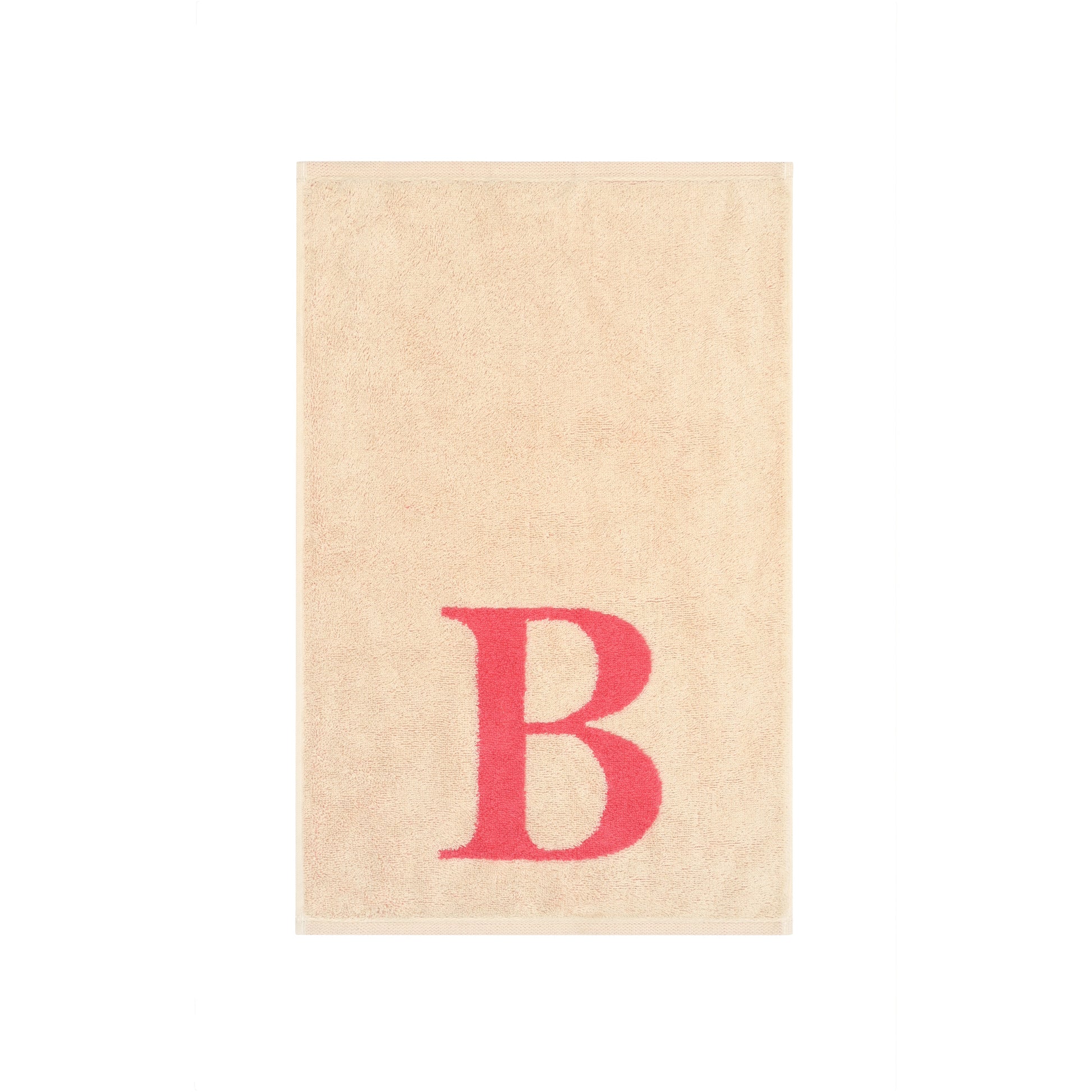 2er Set - Kleines Handtuch mit Buchstabe "B" – Natur / Pink / Orange