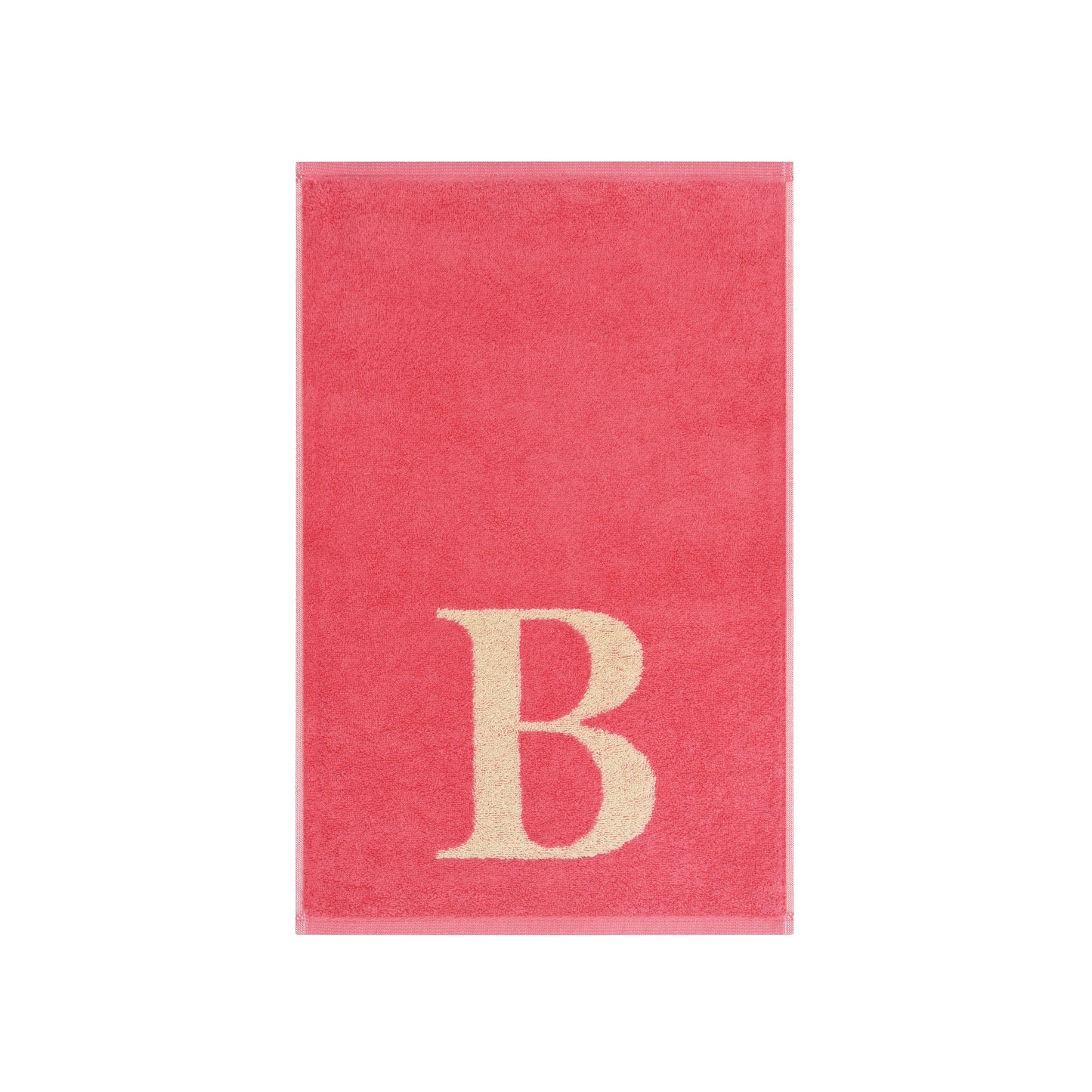 2er Set - Kleines Handtuch mit Buchstabe "B" – Natur / Pink / Orange