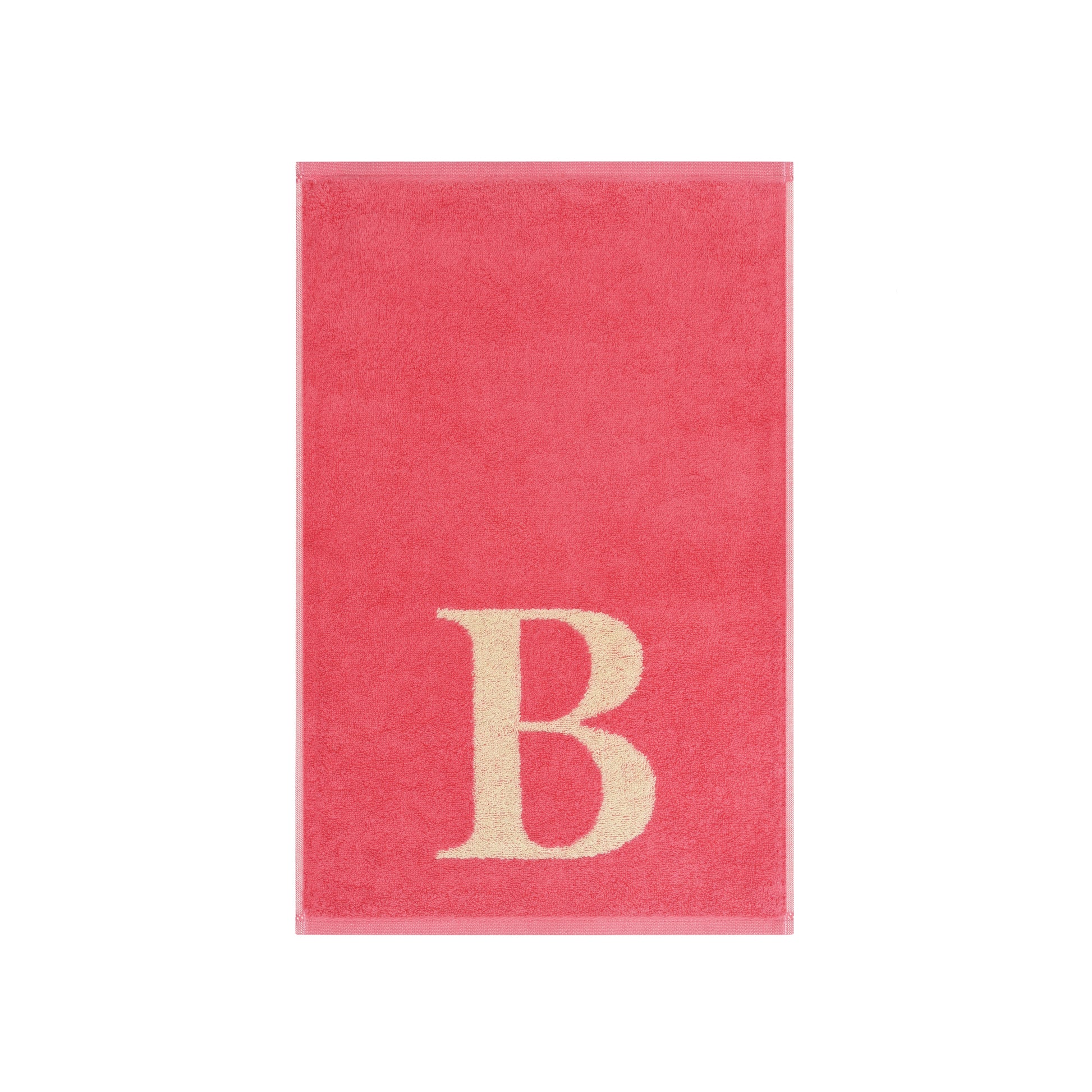 2er Set - Kleines Handtuch mit Buchstabe "B" – Natur / Pink / Orange
